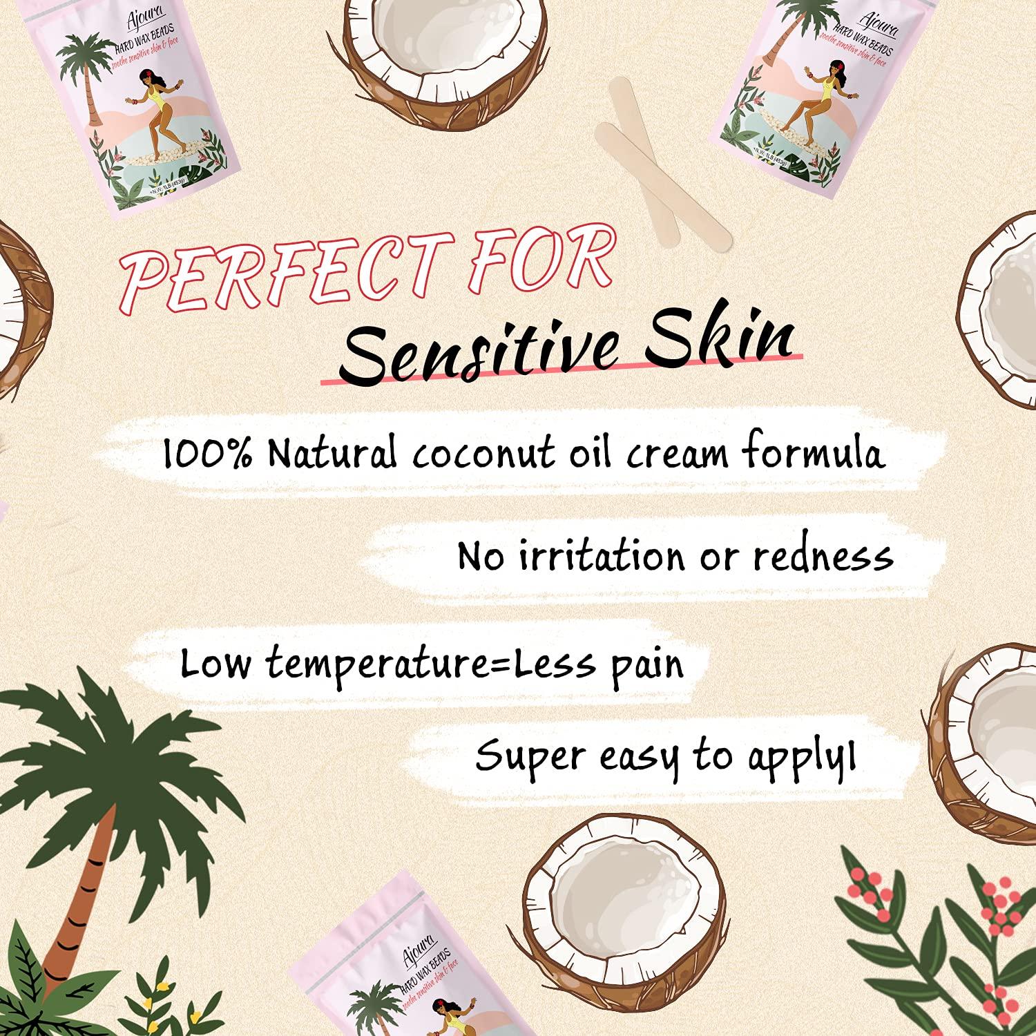 Hard Wax Beads, Ajoura 1lb Refill Wax Beans for Hair Removal Kit