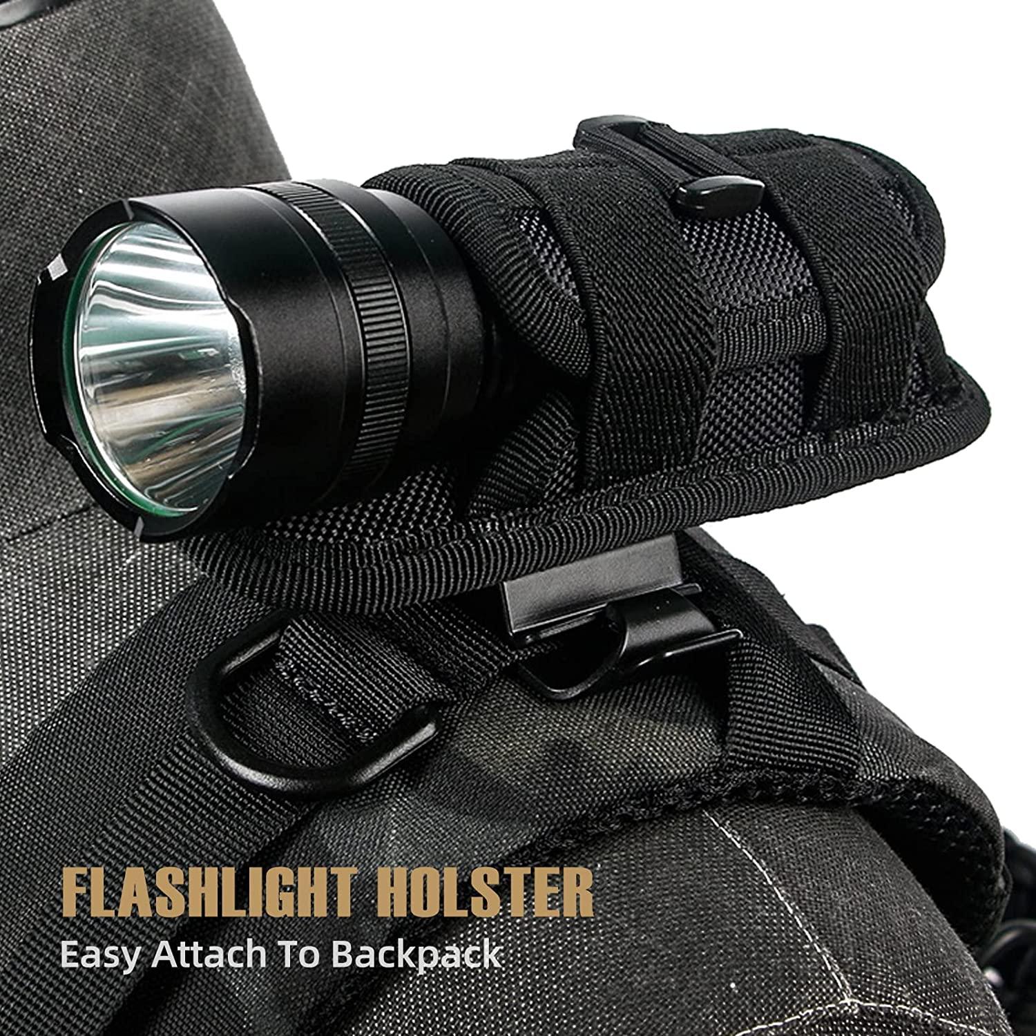 LIVANS Tactical Flashlight Pouch Holster, Rotatable Flashlight Holder