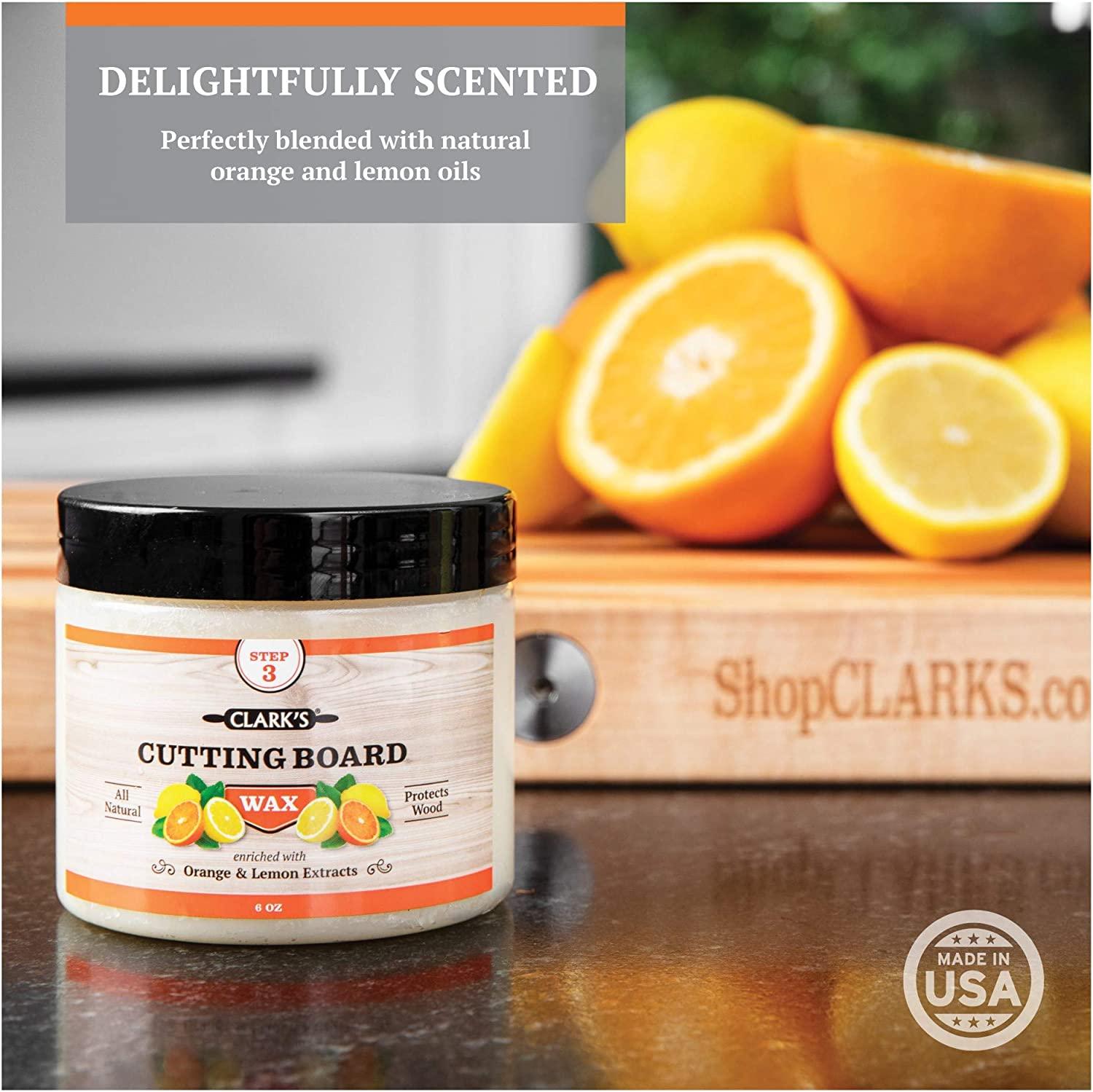 CLARK'S Cutting Board Finish Wax 6oz Enriched with Lemon & Orange