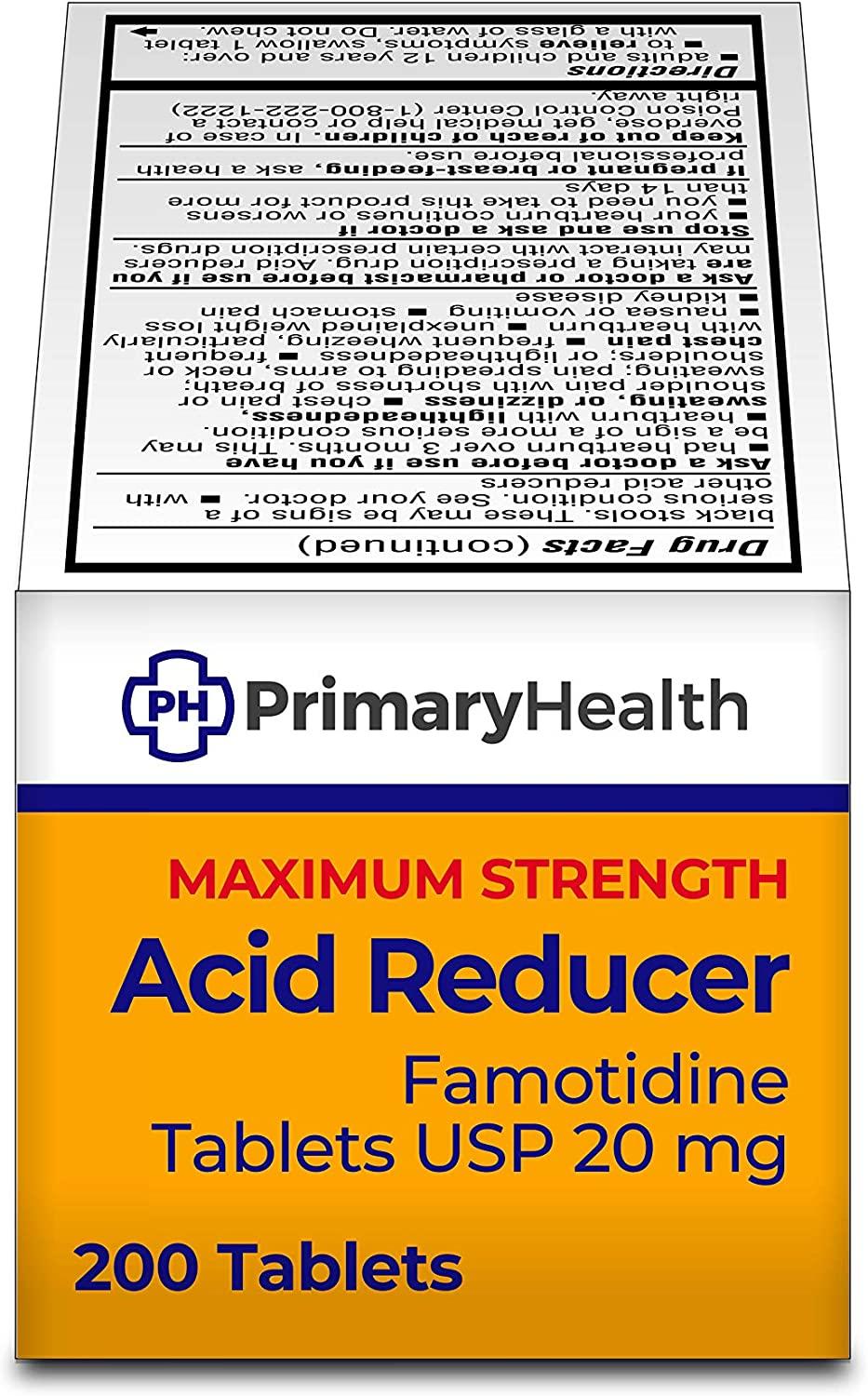 Primary Health Famotidine 20mg Tablet 200 Count White (Pack of 200)