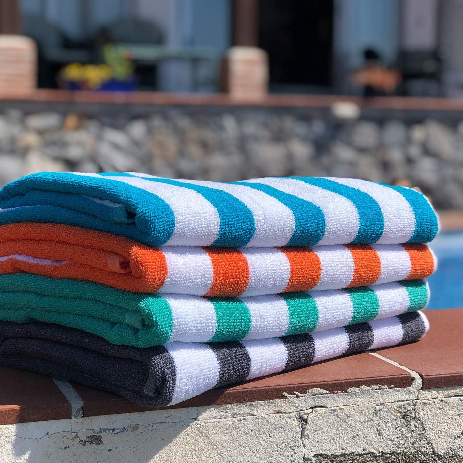 4 Pack of Cabana Beach Towels Extra Large 30x70 Soft Cotton Towel Set  Perfect Pool Towel or Beach Towel Striped Color Options 