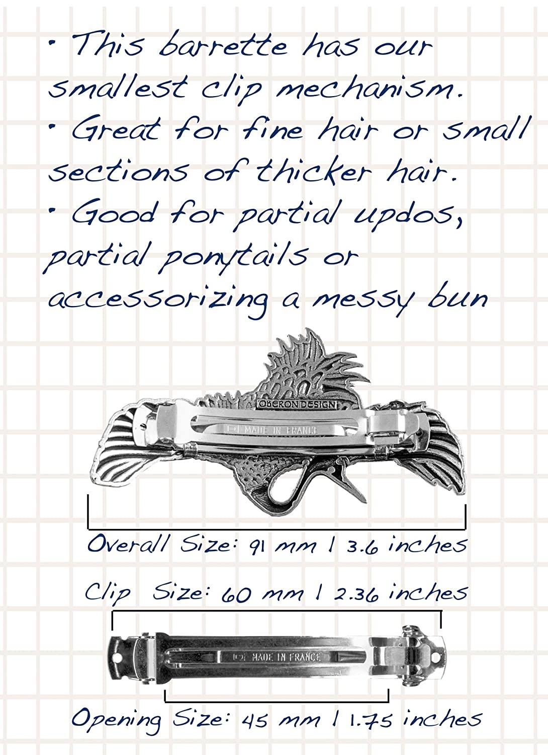 Crane Hair Clip, Small Hand Crafted Metal Barrette Made in the USA with a  60mm Imported French Clip by Oberon Design