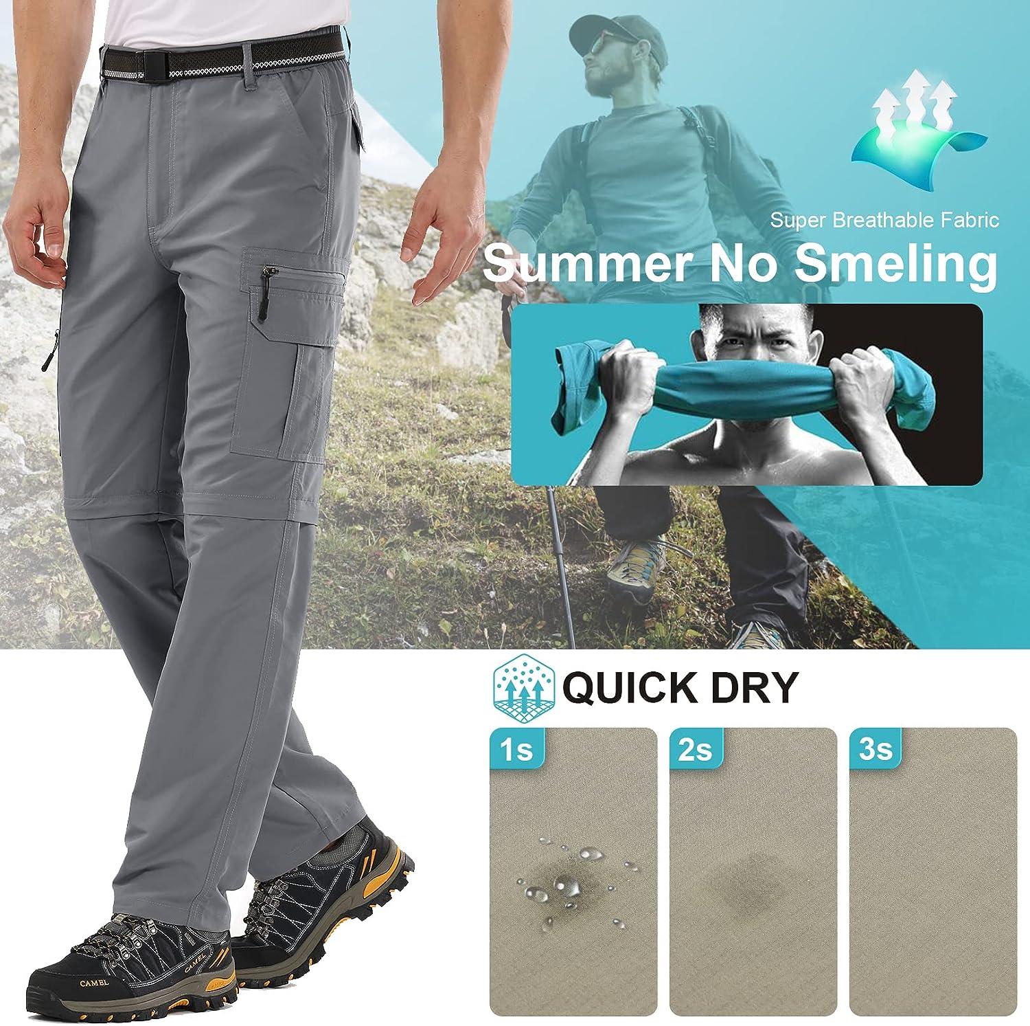 Mens Hiking Pants Convertible boy Scout Zip Off Shorts Lightweight Quick  Dry Breathable Fishing Safari Pants 34 1 Grey