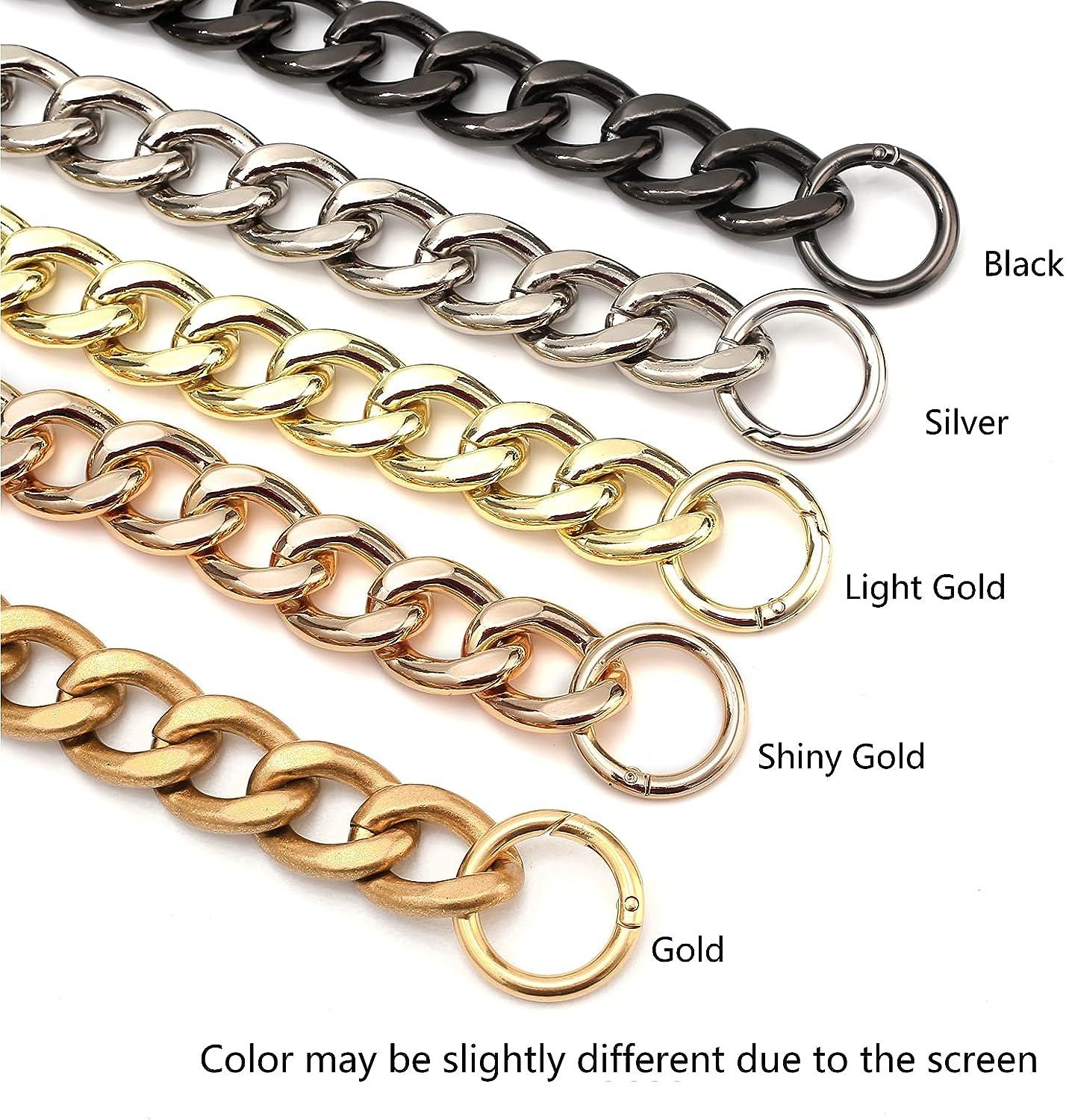 Xiazw DIY Heavy Chunky Aluminum Metal Purse Handle Bag Chains Charms Straps  Replacement Handbag Accessories Decoration (Gold)
