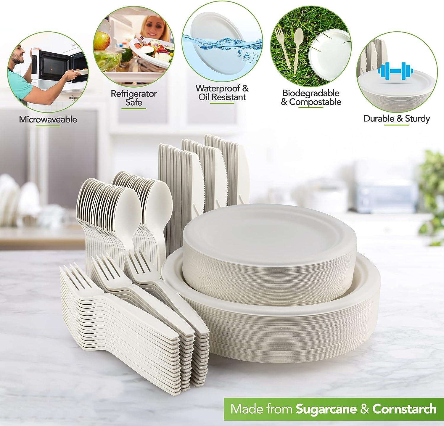 Biodegradable Plates - 100 pc. Disposable White Compostable Plates – Select  Settings