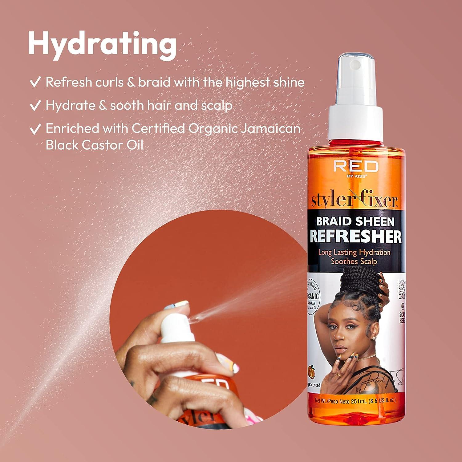 Red by Kiss Braid Sheen Refresher Spray Long Lasting Hydration Refresh Curls & Braid with The