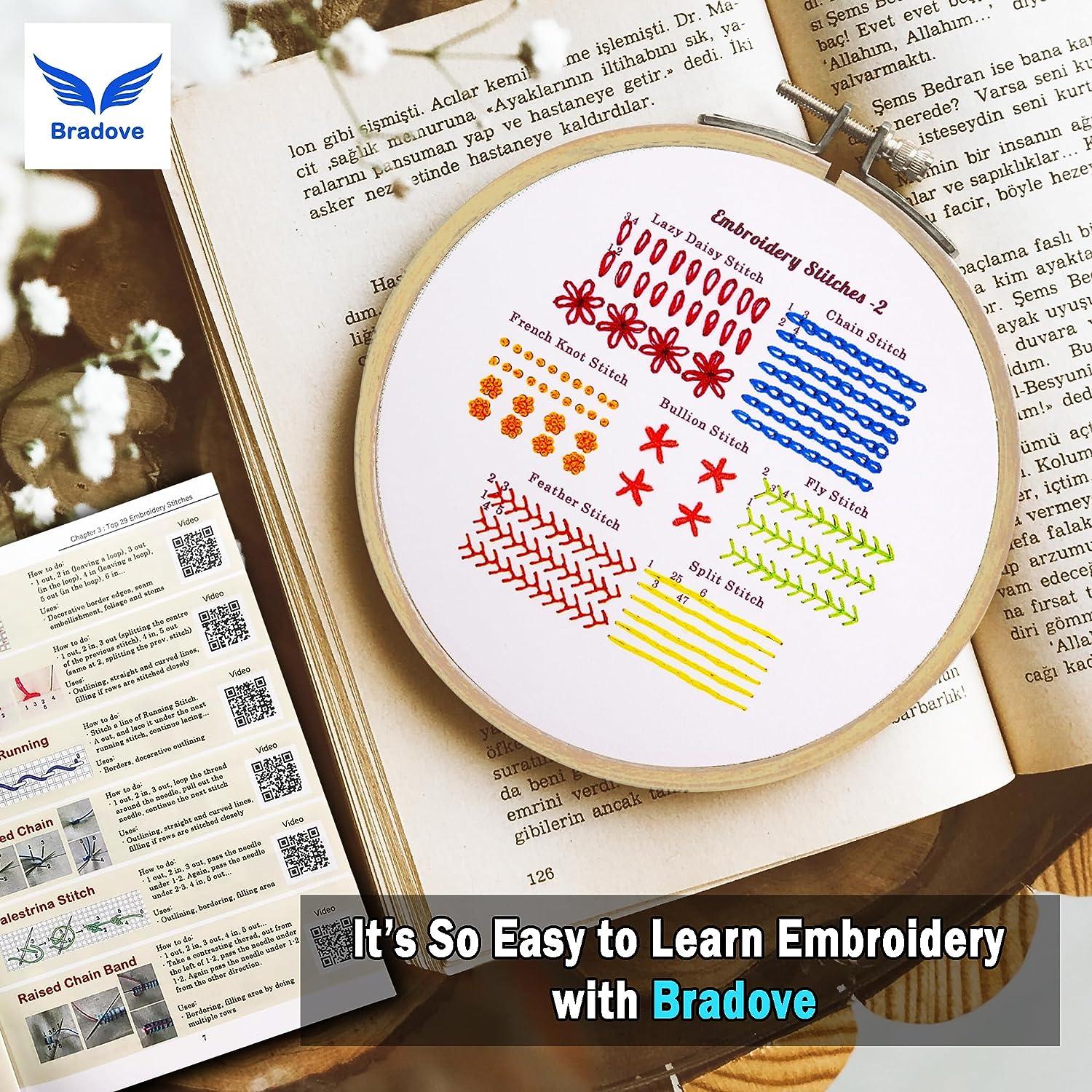  Bradove Learn Top 29 Stitches and 3 Cute Embroidery Patterns 3  Sets Beginner Embroidery Kit for Adults and Kids, Embroidery Kit for  Beginners Adults Kids, Hand Embroidery Kit, Craft Kits for Adults