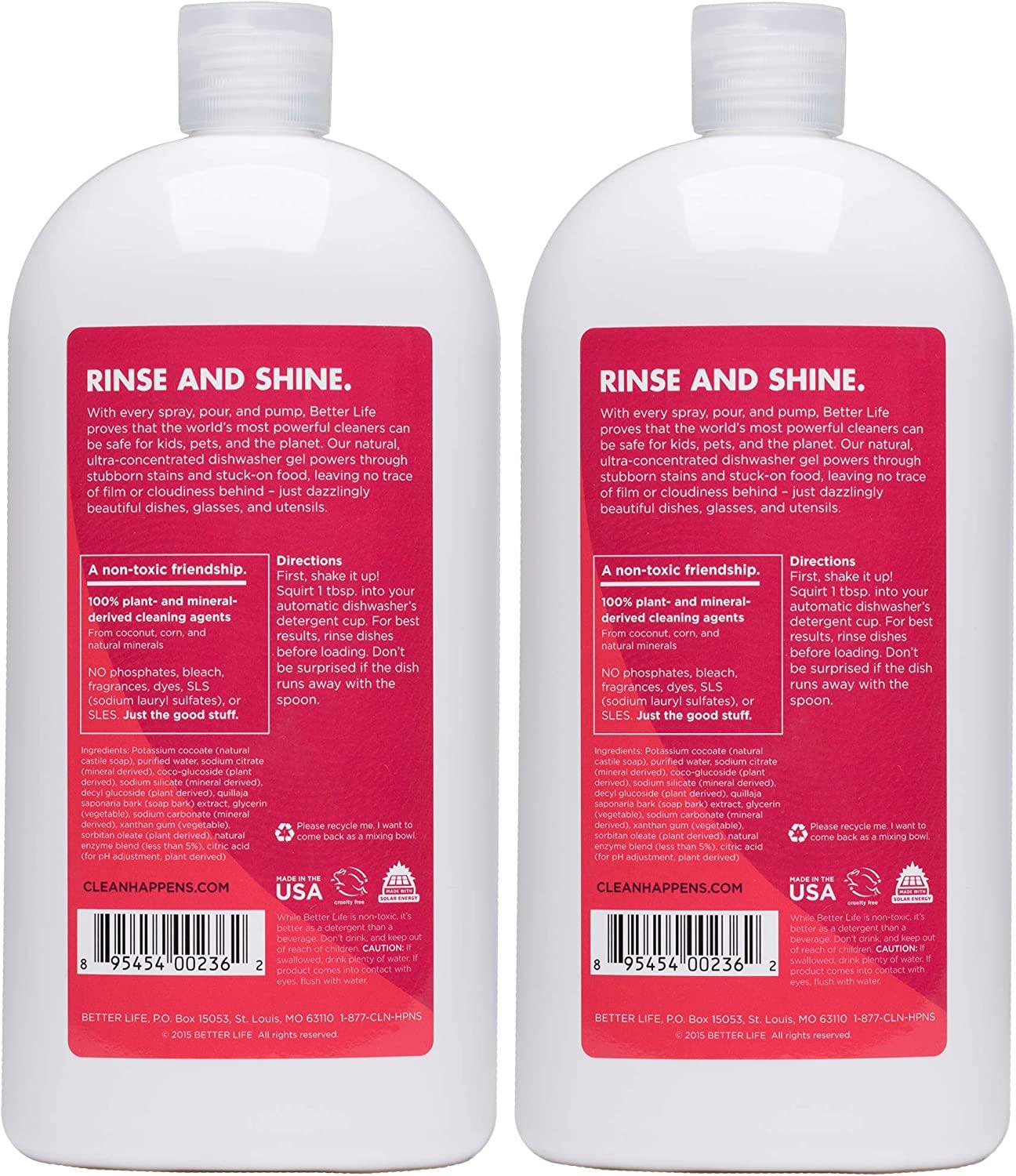 Better Life Natural Dishwasher Gel Detergent, 30 Fl Oz, Pack of 2 30 Fl