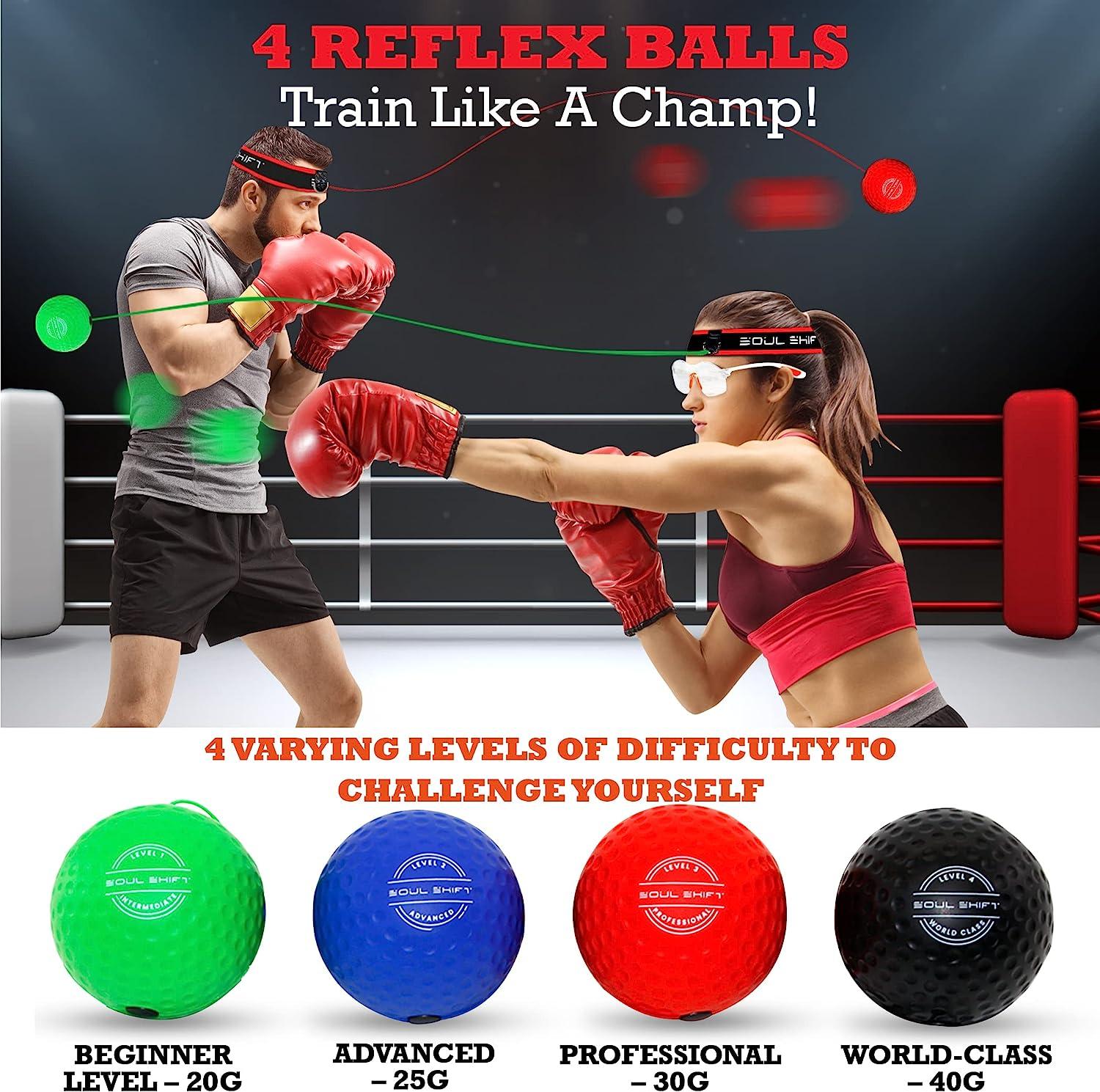 Boxing Reflex Ball Set, 3 Difficulty Level Boxing Fight Ball  with Headband, Boxing Ball on String, for Adult & Kids Improve Punching  Speed, Hand Eye Coordination Training, Reaction & Agility (