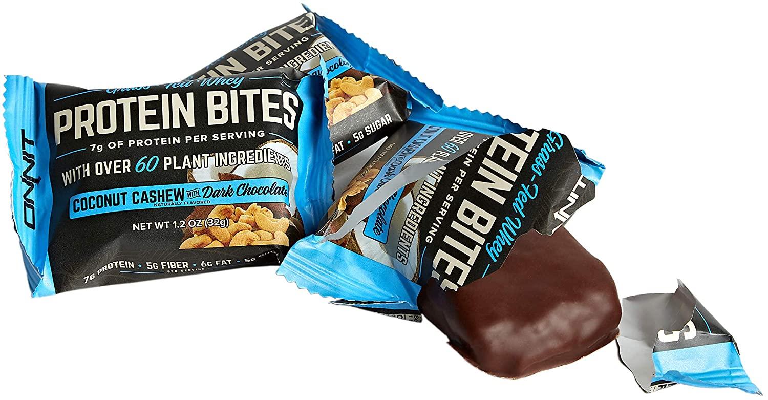 Onnit Protein Bites (Chocolate Coconut Cashew Box of 24) Made with Grass Fed Whey & over 60