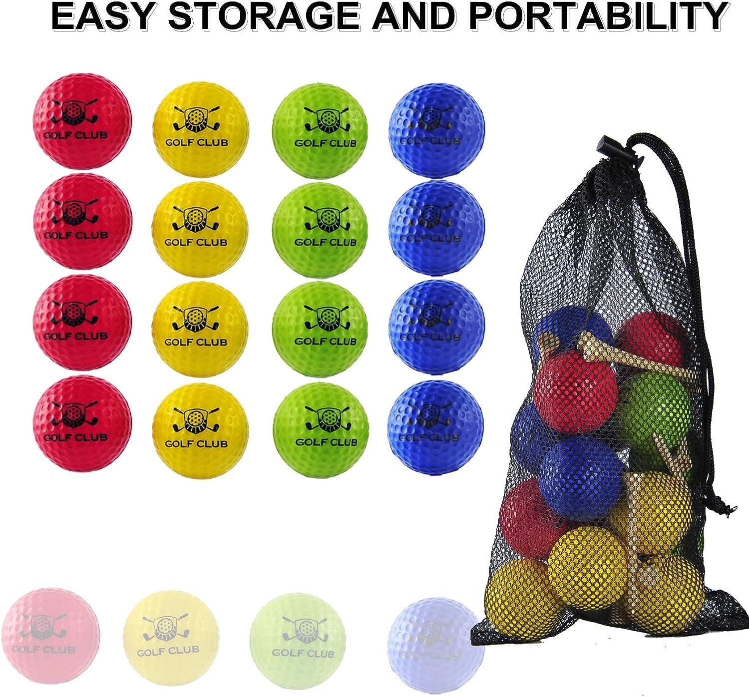 16/40 Pack Foam Golf Practice Balls with Tees & Bag - 42mm
