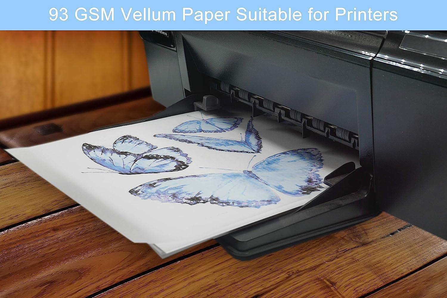 100 Sheets Vellum Paper 8.5 x 11 Translucent Printable for Invitations ...