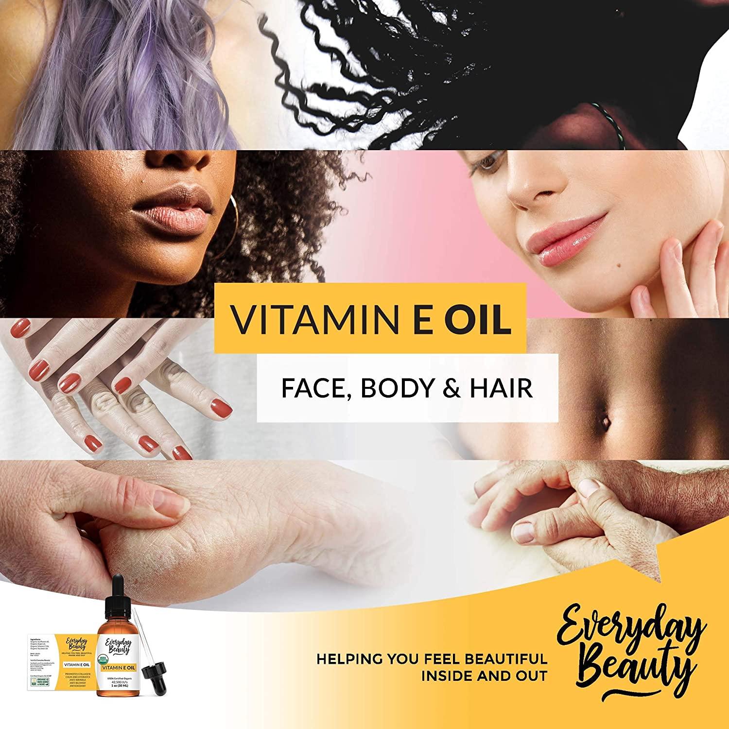 Organic Vitamin E Oil for Scars USDA Certified 100 Natural Plant