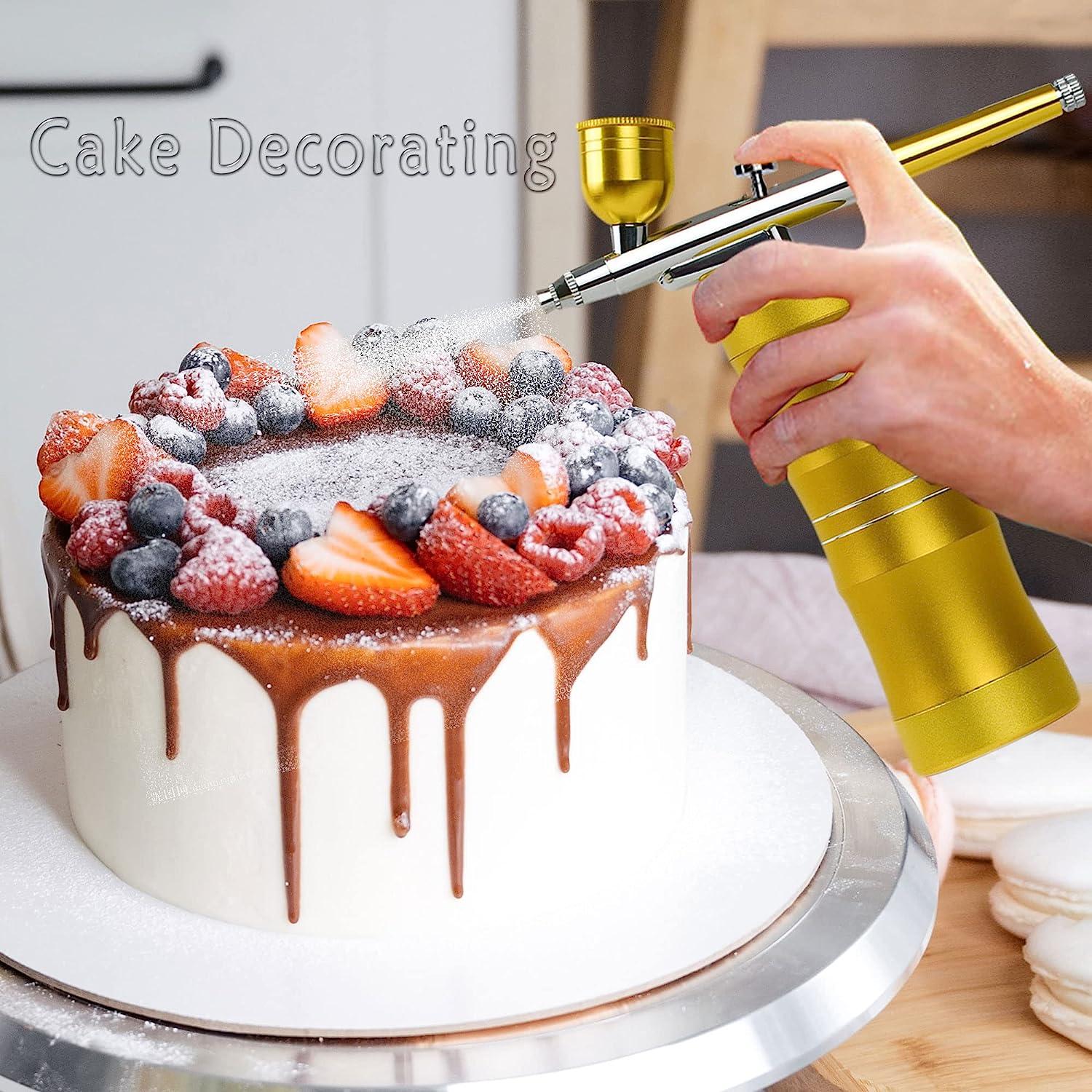 Cake Airbrush Decorating Kit - 3 Airbrushes, Compressor & Paint, 9