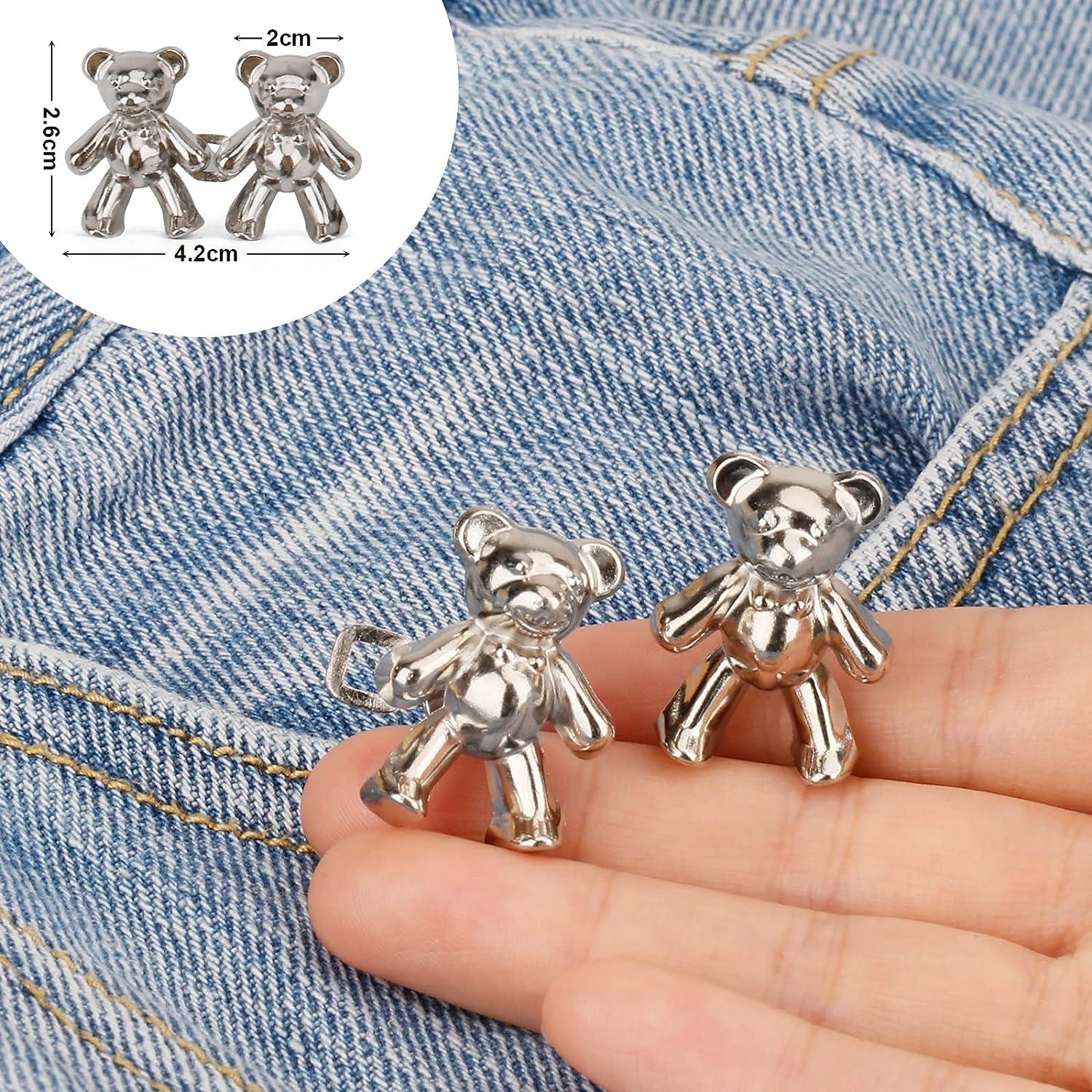 Cute Bear No-Sew Waist Button, Jean Buttons Pins For Loose Jeans