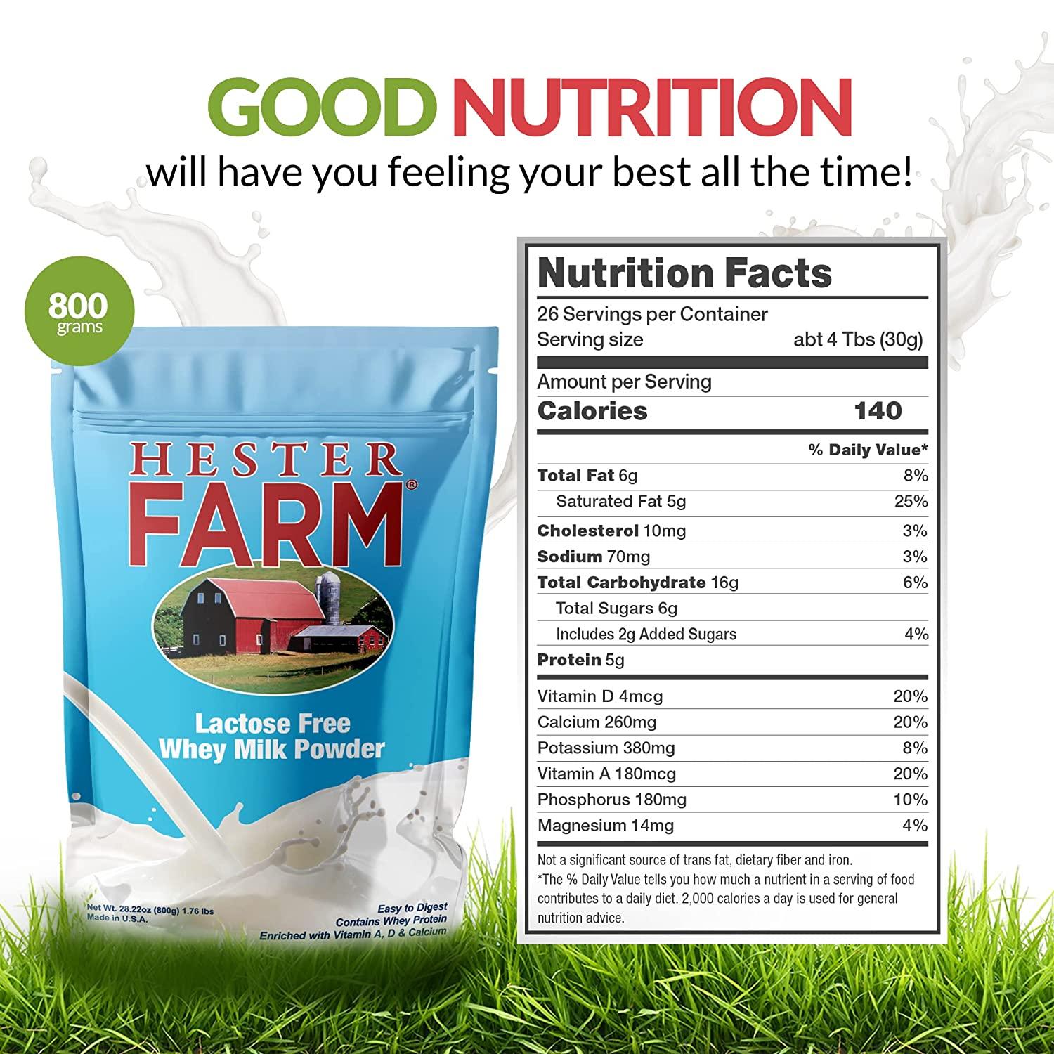 Hester FARM Lactose Free Whey Milk Powder, Lactose Free Milk Product