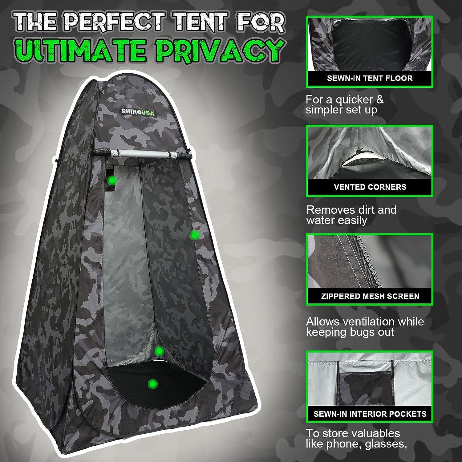 Rhino USA Portable Pop Up Privacy Changing Tent - Ultimate Outdoor Camping  Shower, Camp Toilet, Rain Shelter for Beach and Camping - Lightweight and  Sturdy, Instant Setup While On-The-Go CAMO