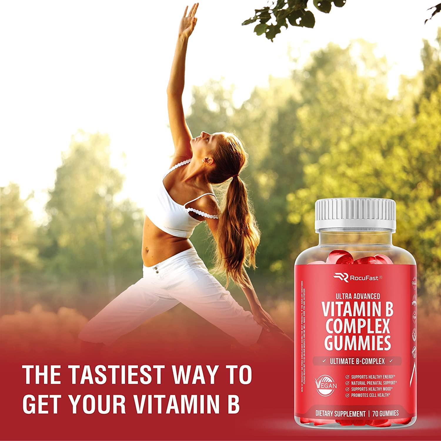 Vitamin B Complex Gummies Supplement Potent Vitamin B12 B3 B5 B6 B7