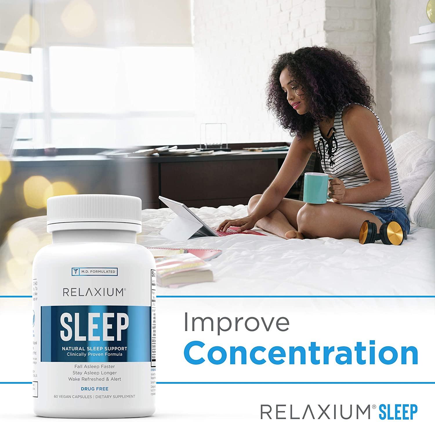Relaxium Natural Sleep Aid NonHabit Forming Sleep Supplement for