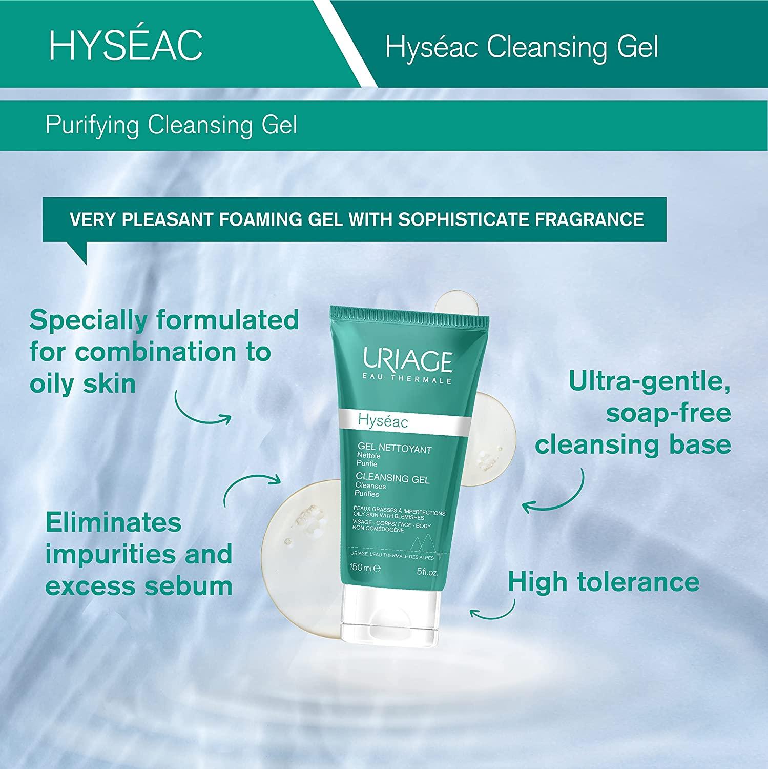 Uriage Hyseac Cleansing Gel 5 fl oz - Gentle Acne Treatment & Purifying ...