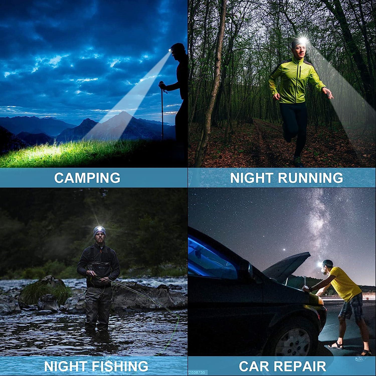 LED Headlamp USB Rechargeable, Head Lamp XHP70 Super Bright 90000 High  Lumen with 5 Modes, Batteries Included, Zoomable, Waterproof Headlight for  Camping Hunting Running Fishing Biking Black