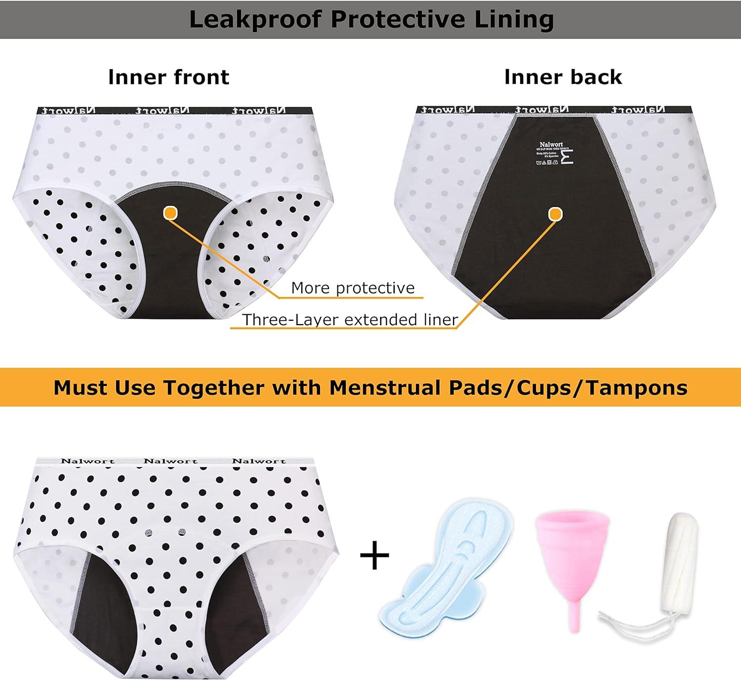  Period Underwear, Leak Proof Protective Panties For  Women/Girl Menstrual Period,Heavy Flow,Postpartum Bleeding,Urinary  Incontinence