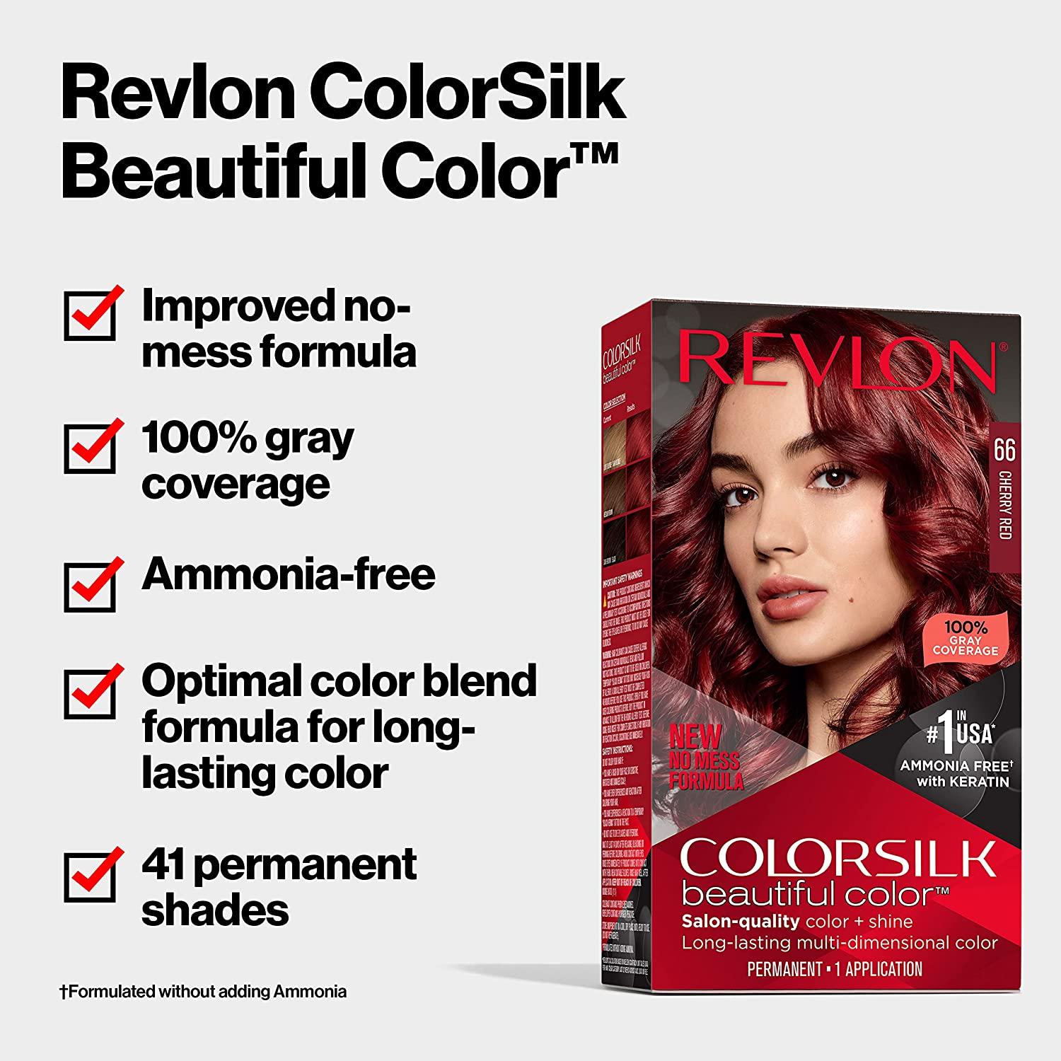 Permanent Hair Color by Revlon, Permanent Hair Dye, Colorsilk with 100%  Gray Coverage, Ammonia-Free, Keratin and Amino Acids, 011 Soft Black, (Pack  of 3) NEW 11 Soft Black
