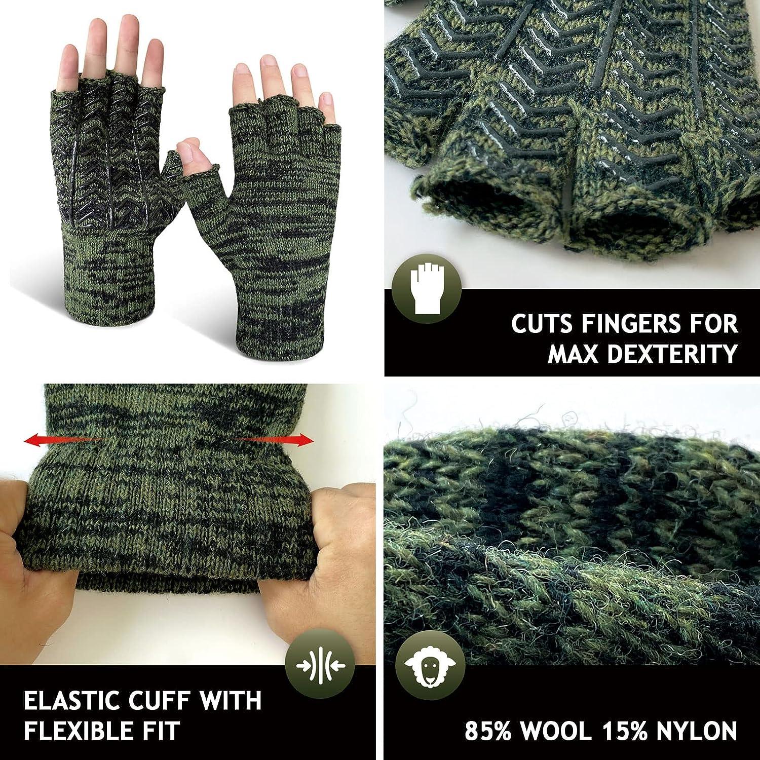 Half Finger Winter Wool Fishing Gloves Men's/Women's Size L