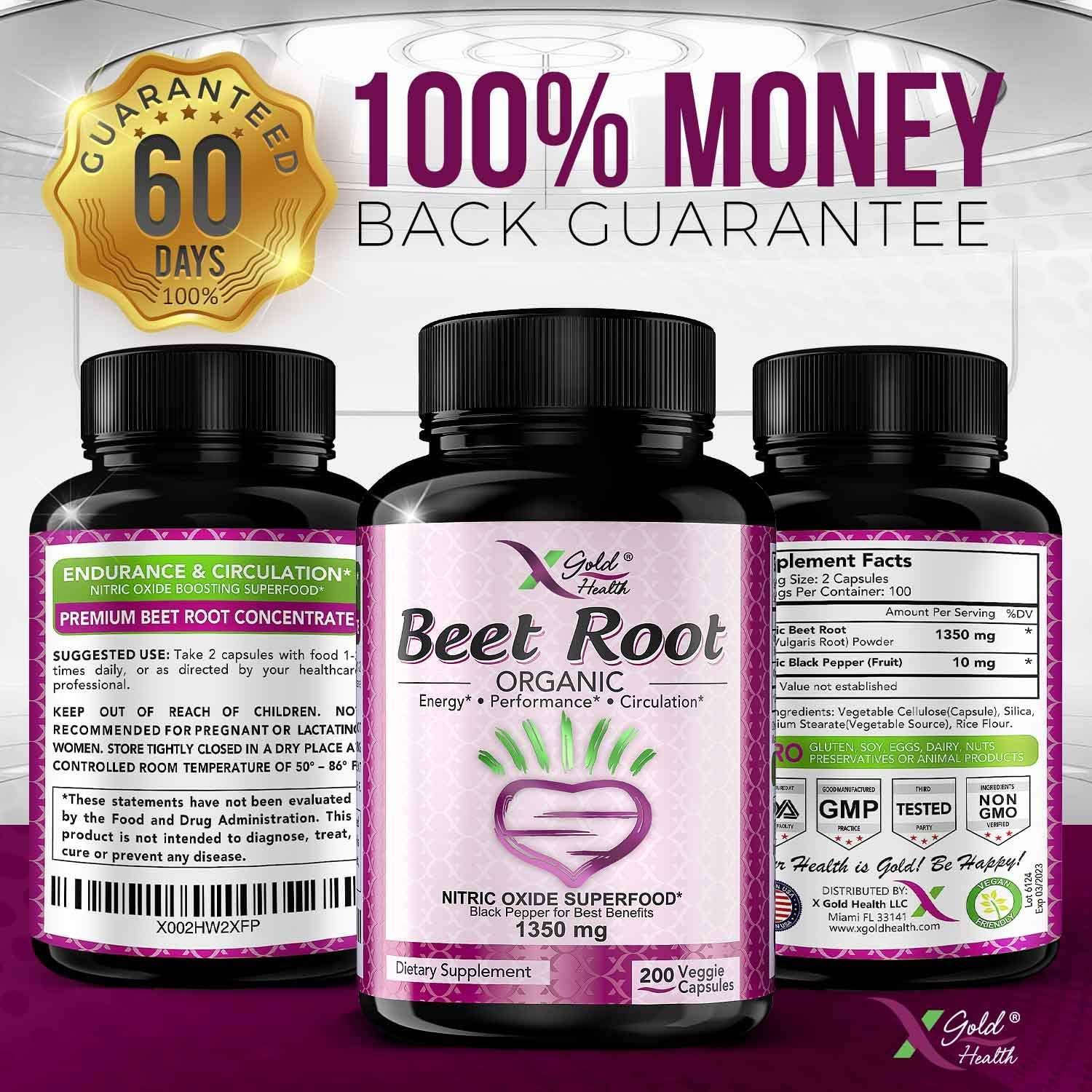 Strongest Premium Organic Beet Root Powder 1350mg 200 Veggie caps