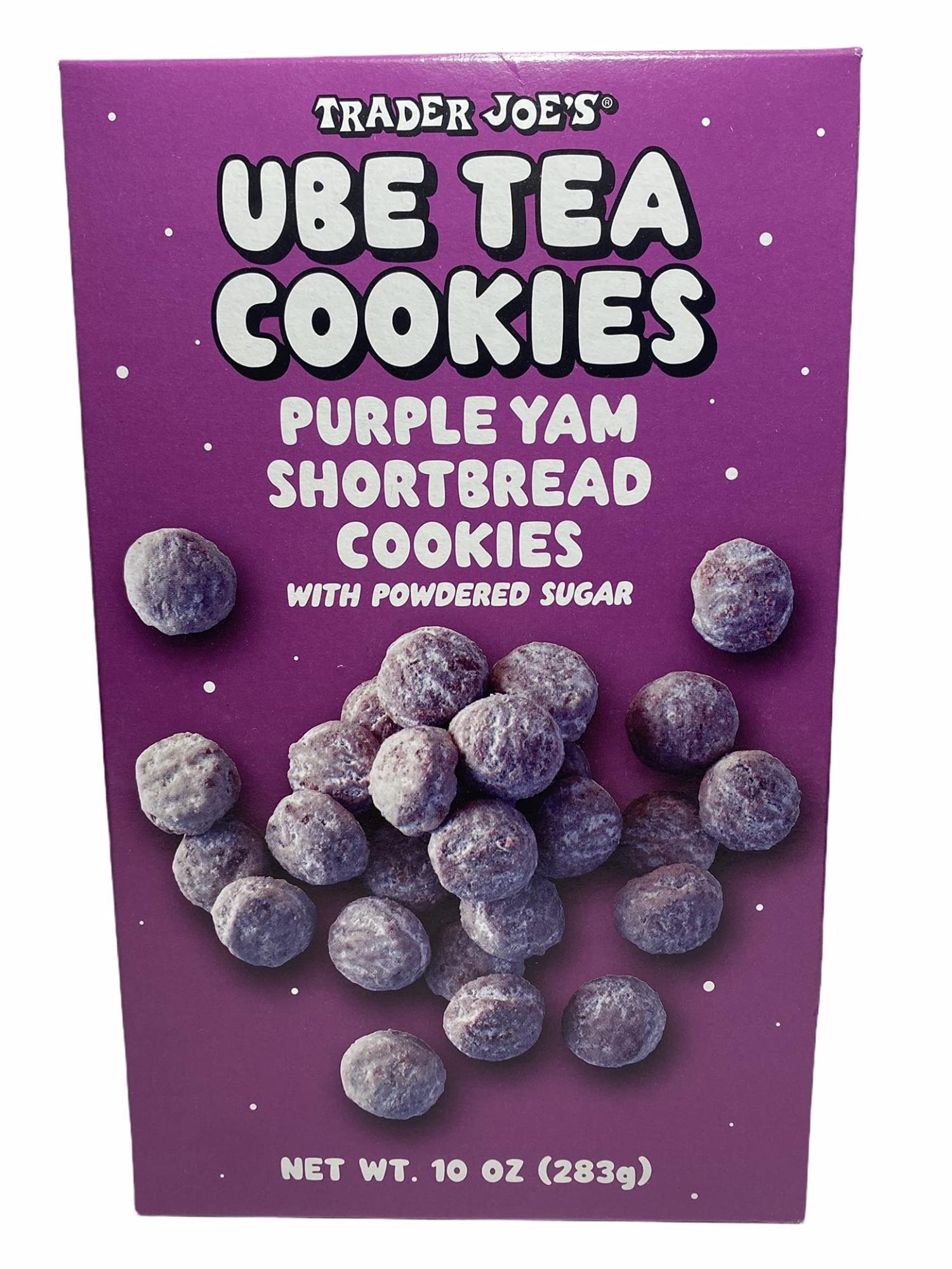 Trader Joes Ube Tea Cookies Purple Yam Shortbread Cookies with Powdered