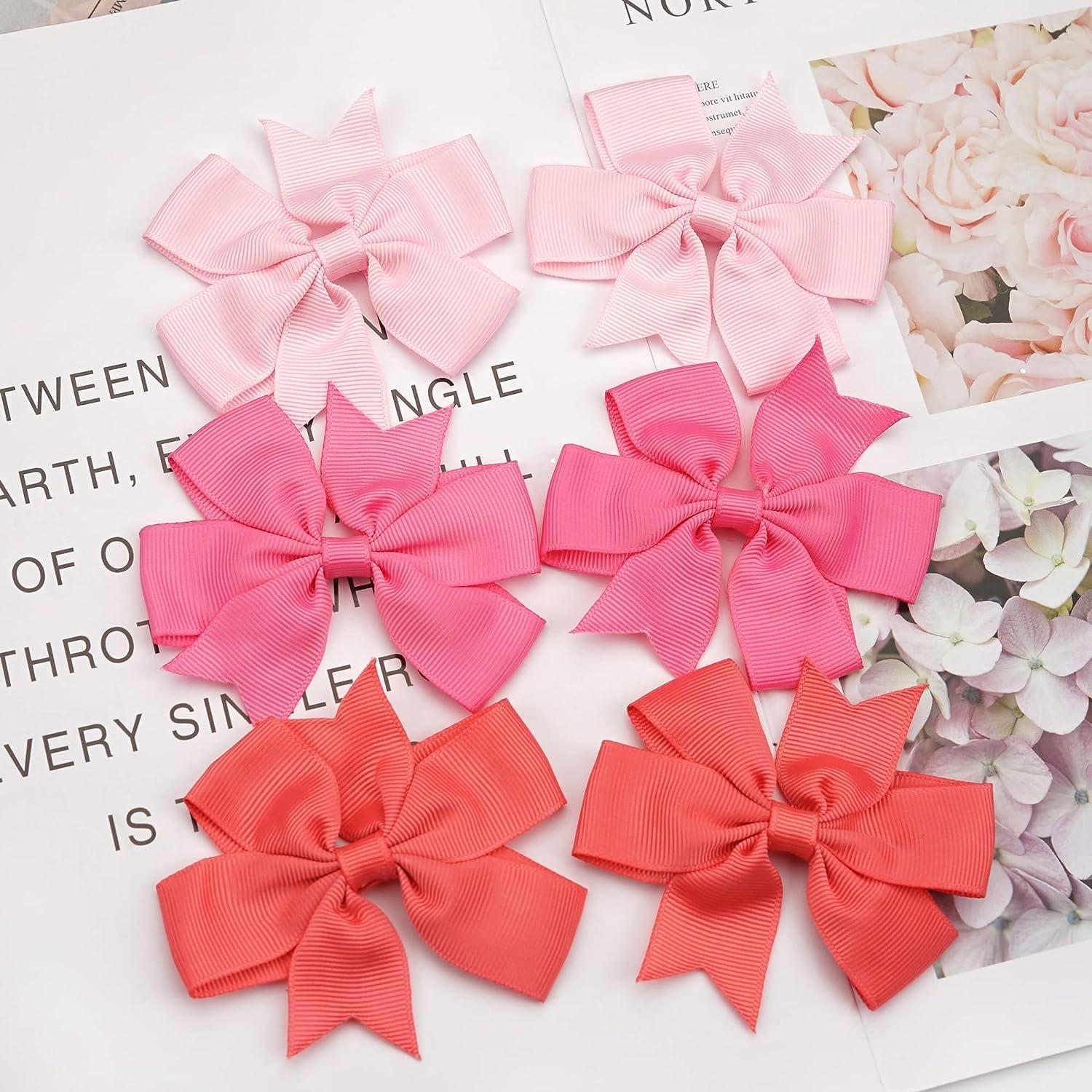 Pink Ribbon Bows, Pair of Baby Pink Bows, 3 Inch, Pair of Pink