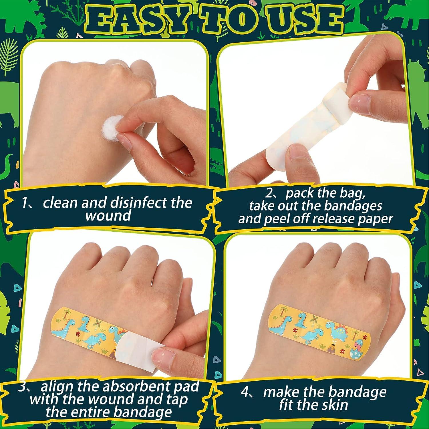 150 Pcs Bulk Kids Dinosaur Bandages 15 Fun Styles, Adhesive & Flexible for Boys, Girls
