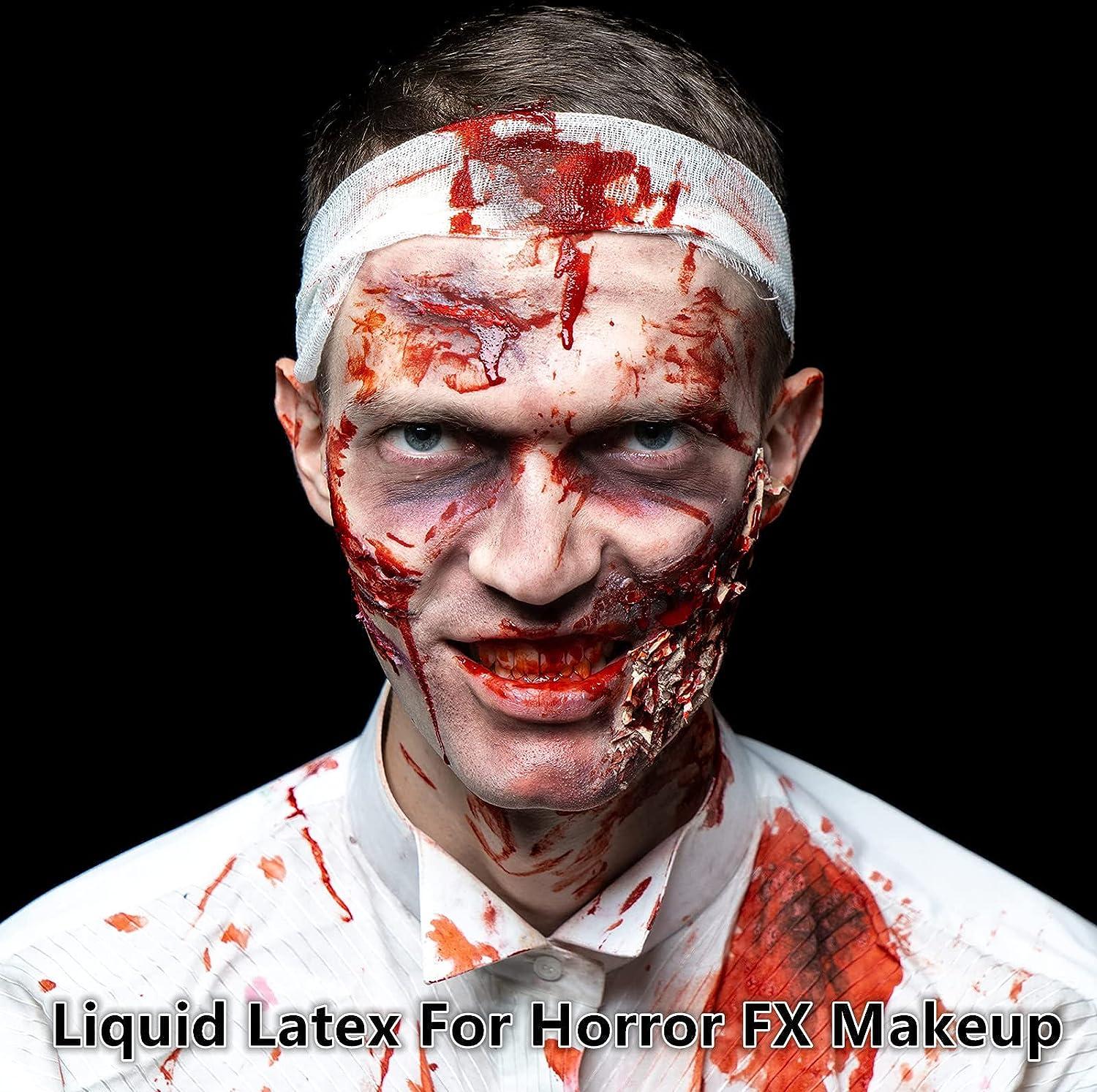 Go Ho Liquid Latex SFX Makeup(1 oz),Halloween Monster Zombie Special  Effects Makeup For Scar Cut Wound Peeling Skin Wrinkles Stipples Burns  Blisters,Light Flesh 1 OZ Light Flesh