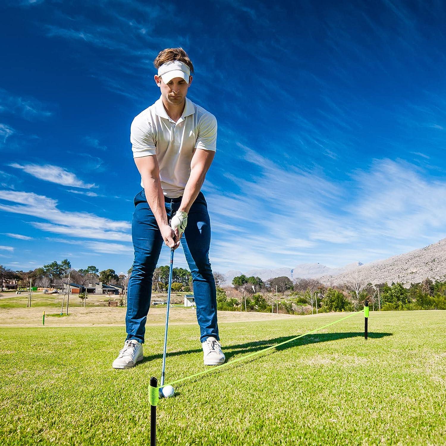 2 Pieces Golf Putting Aid String with Pegs Golf Putting String Guide