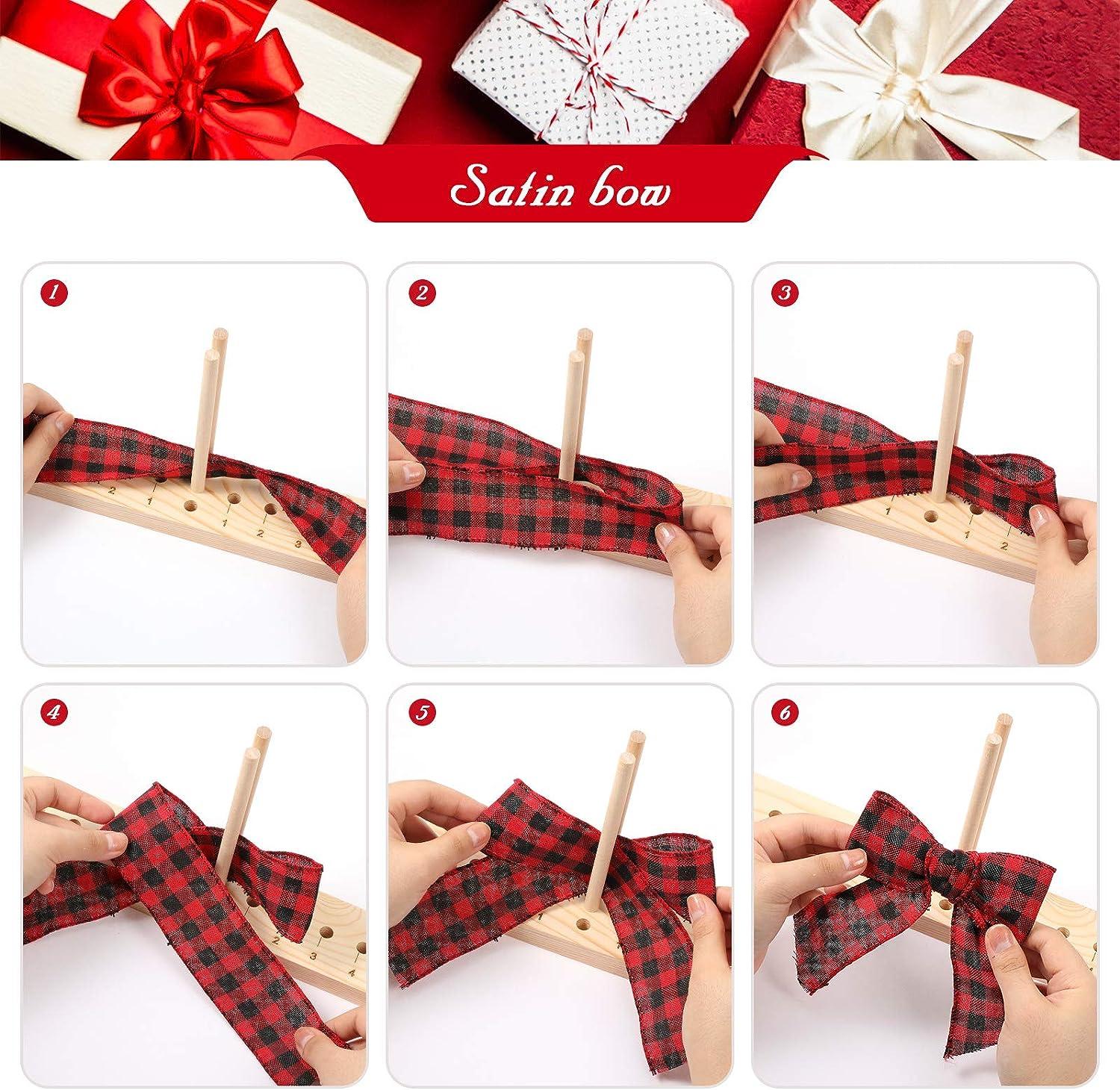  Bow Maker for Ribbon for Wreath Wooden Bow Making Tool with Bow  Wire and Twist Tie for Creating Present Bows Hair Bows Corsages Christmas  Wreaths Various Crafts Holiday Party Decorations Supplies 
