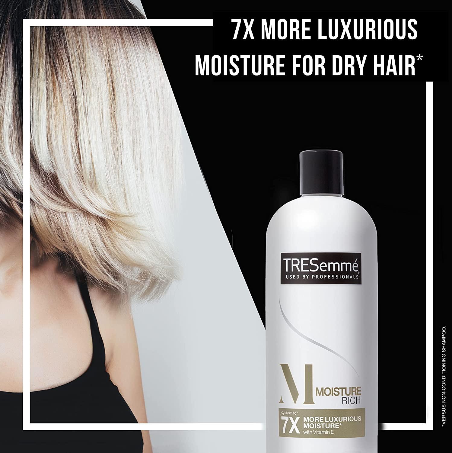 TRESemme Shampoo and Conditioner Rich Moisture Set Deep Conditioner with  Vitamin E for Dry Damaged Hair Hair Care with Vitamins and Biotin Shampoo  28 Fl Oz (Pack of 2) Rich Moisture Set