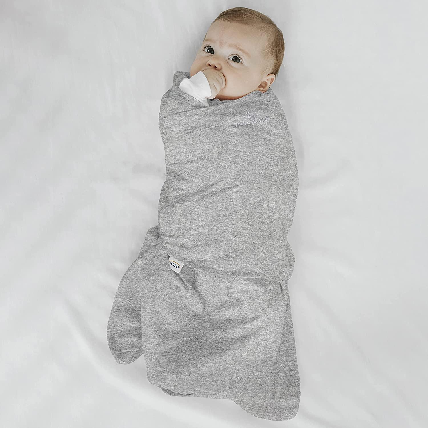 HALO SleepSack Swaddle Ideal Temp Baby Sleeping Bag, 1.5 Tog, Grey, 0-3  months