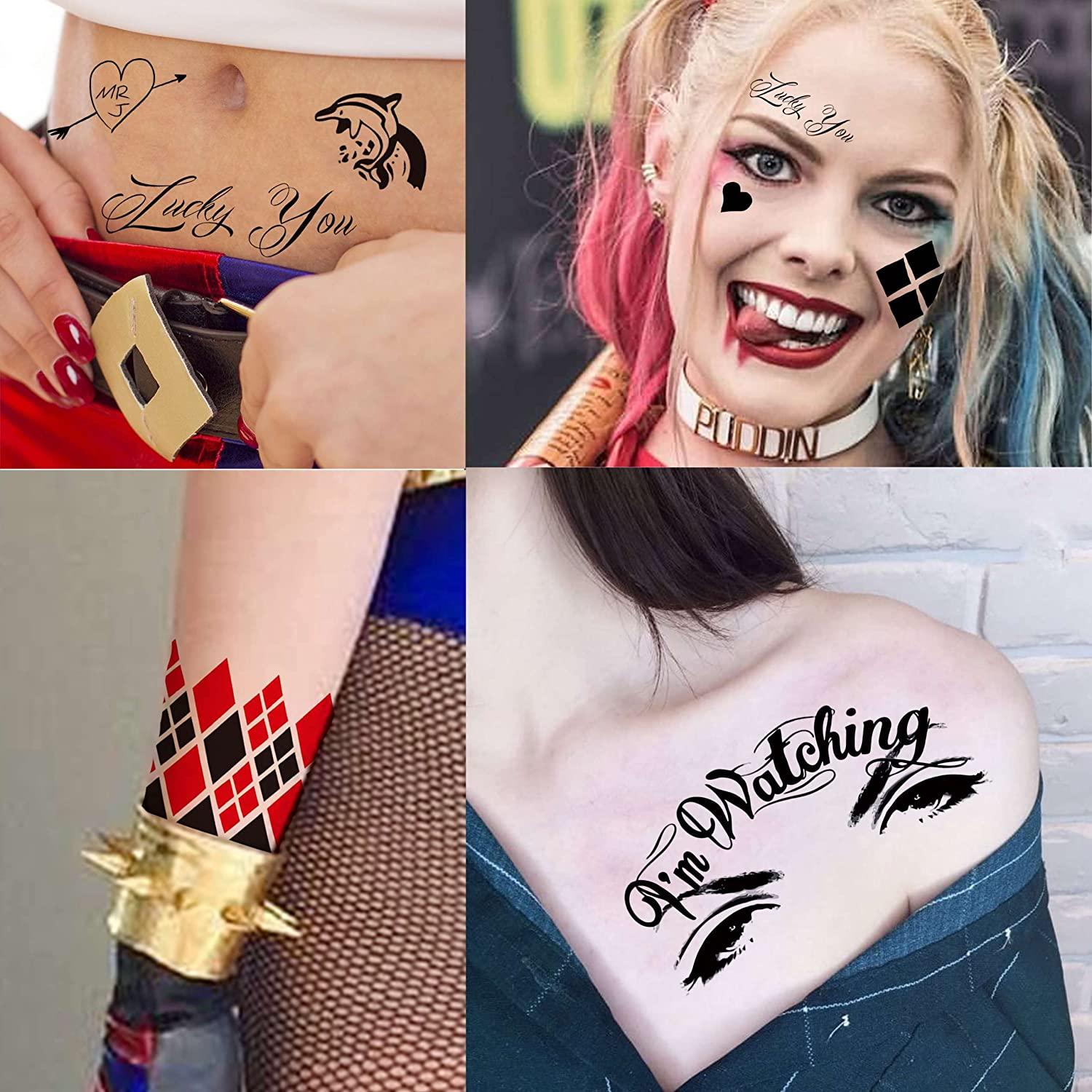 TASROI 5 Sheets Harley Quinn Tattoo Stickers For Women Men Adults Fake 