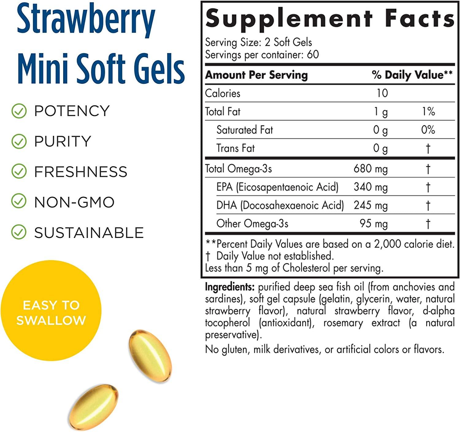 Nordic Naturals Ultimate Omega Jr Strawberry Soft Gels 120 Mini Brain Health & Mood Support