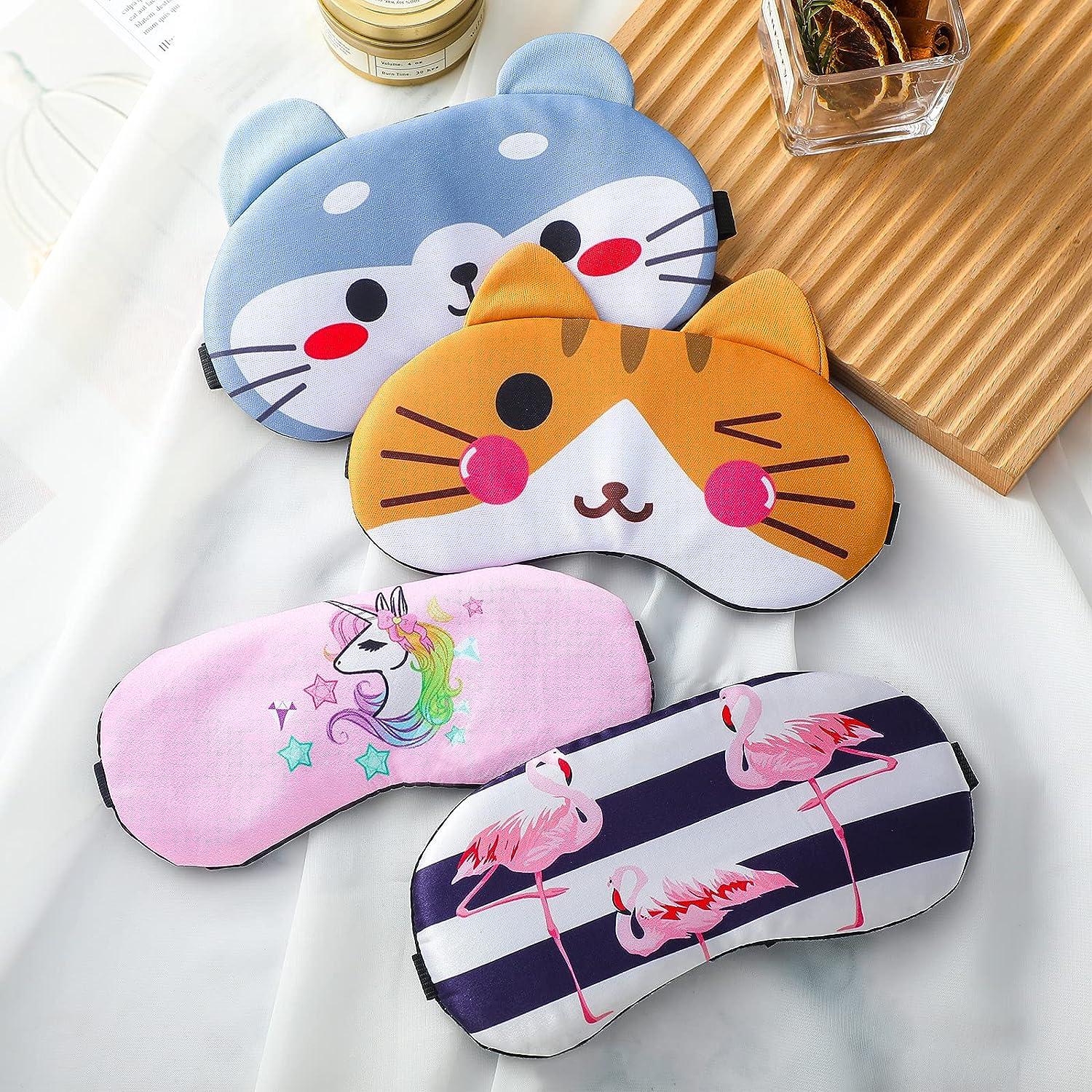 Ramede 12 Pcs Cute Flamingo Cat Unicorn Sleep Masks for Kids and