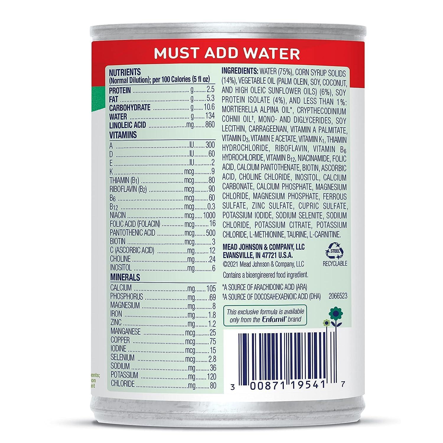 Enfamil ProSobee PlantBased Baby Formula 13oz Concentrated Liquid Can SoyBased & Lactose