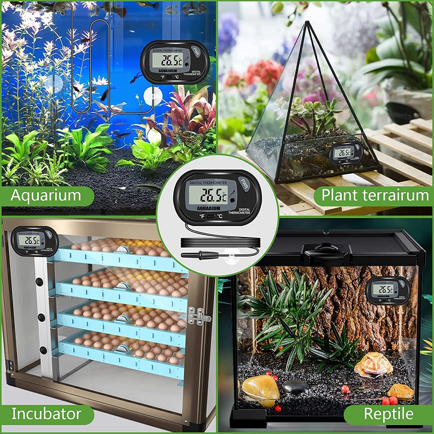 Thlevel LCD Digital Aquarium Thermometer, Fish Tank Thermometer with  Water-Resistant Sensor Probe and Suction Cup for Reptile, Turtle  Incubators, Terrarium Water Thermometer (4)