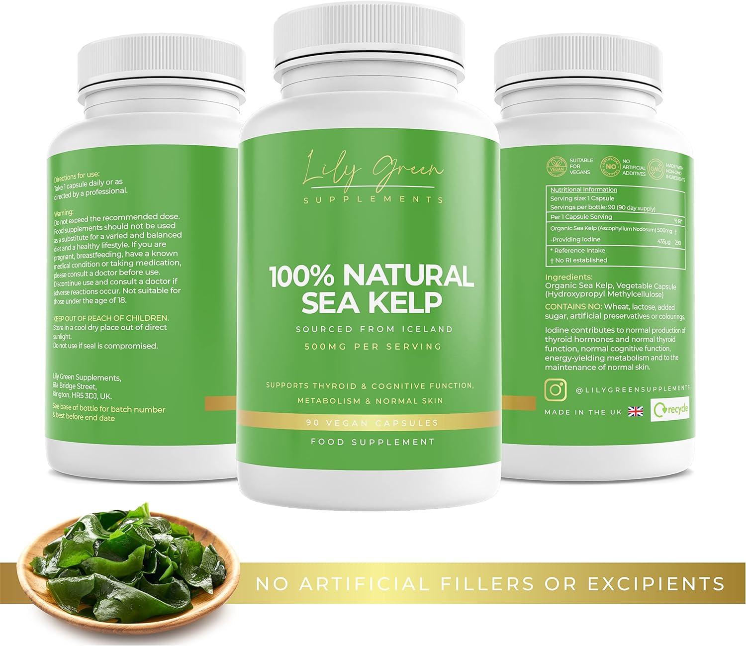 Lily Green Organic Sea Kelp 500mg per Serving 90 Iodine Capsules
