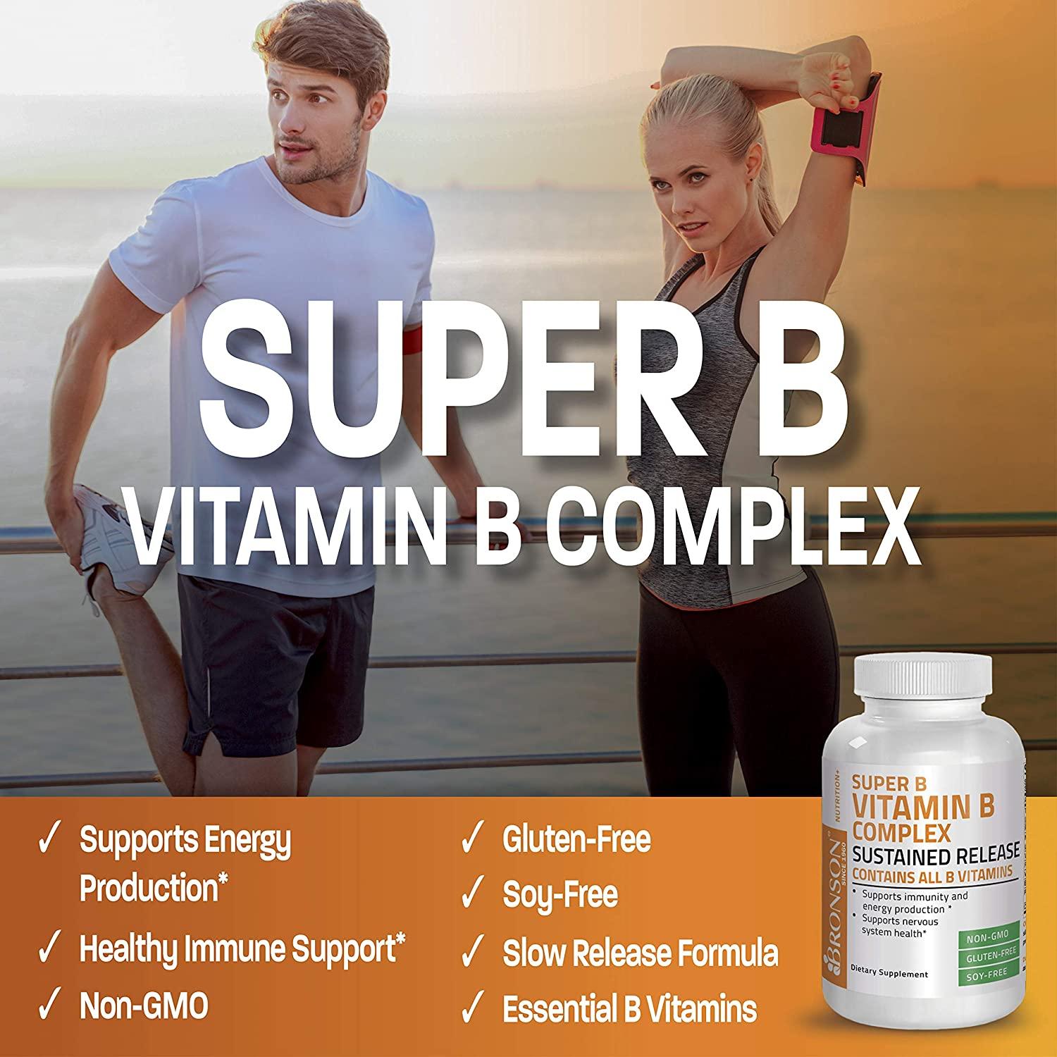 Bronson Super B Vitamin Complex 100 Slow Release Tablets All B