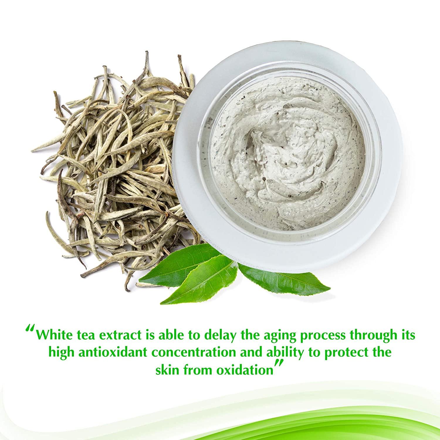 White Tea Mud Mask 100 ml, Antioxidant Facial Treatment, Smoothes