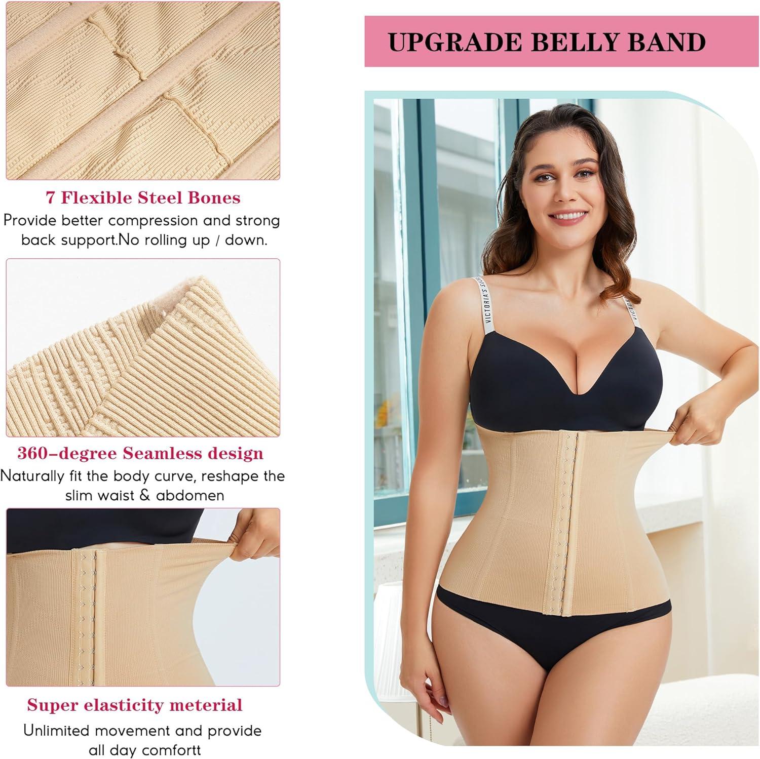 LODAY 2 in 1 Postpartum Recovery Belt Body Wraps Works for Tighten Loose  Skin Beige Hook Small