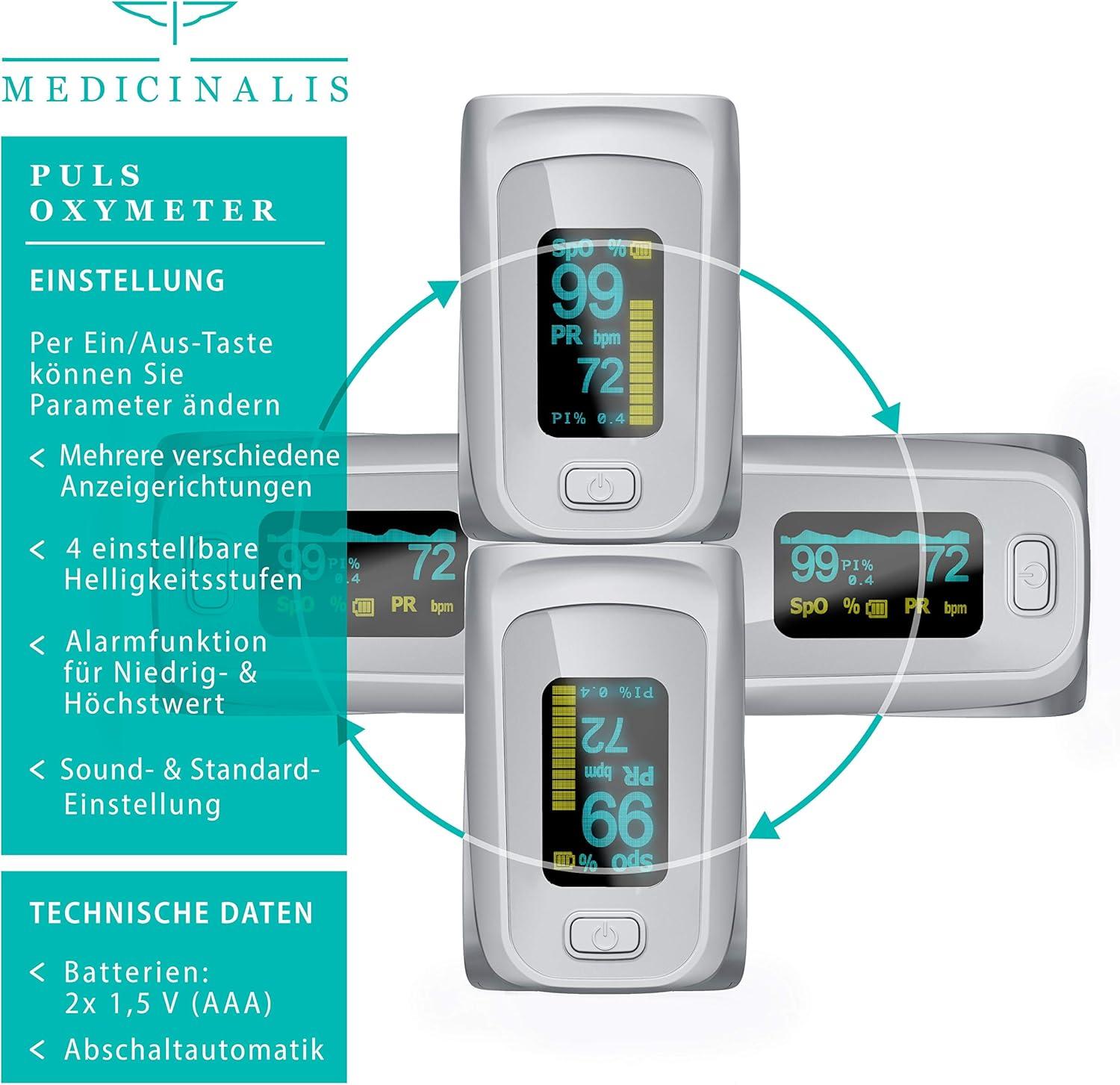 Medicinalis Pulse Oximeter - Accurate SpO2 & Pulse Measurement - OLED ...