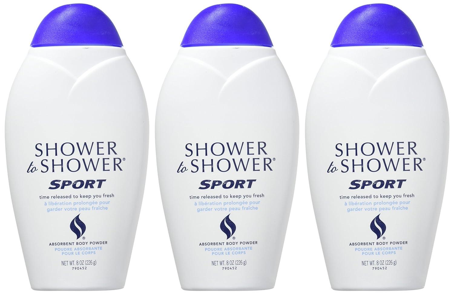 SHOWER TO SHOWER Body Powder Sport 8 oz Pack of 3 Absorbent