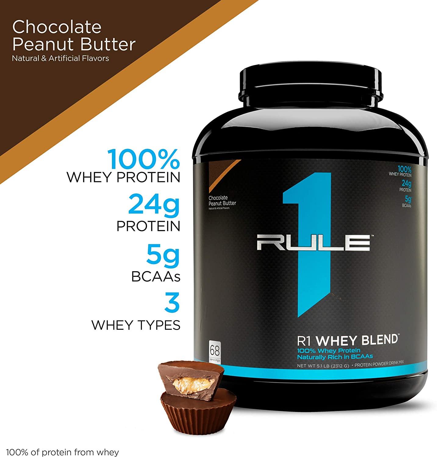 R1 Whey Blend, 68 Servings, Chocolate Peanut Butter Chocolate Fudge 68 Servings (Pack of 1)