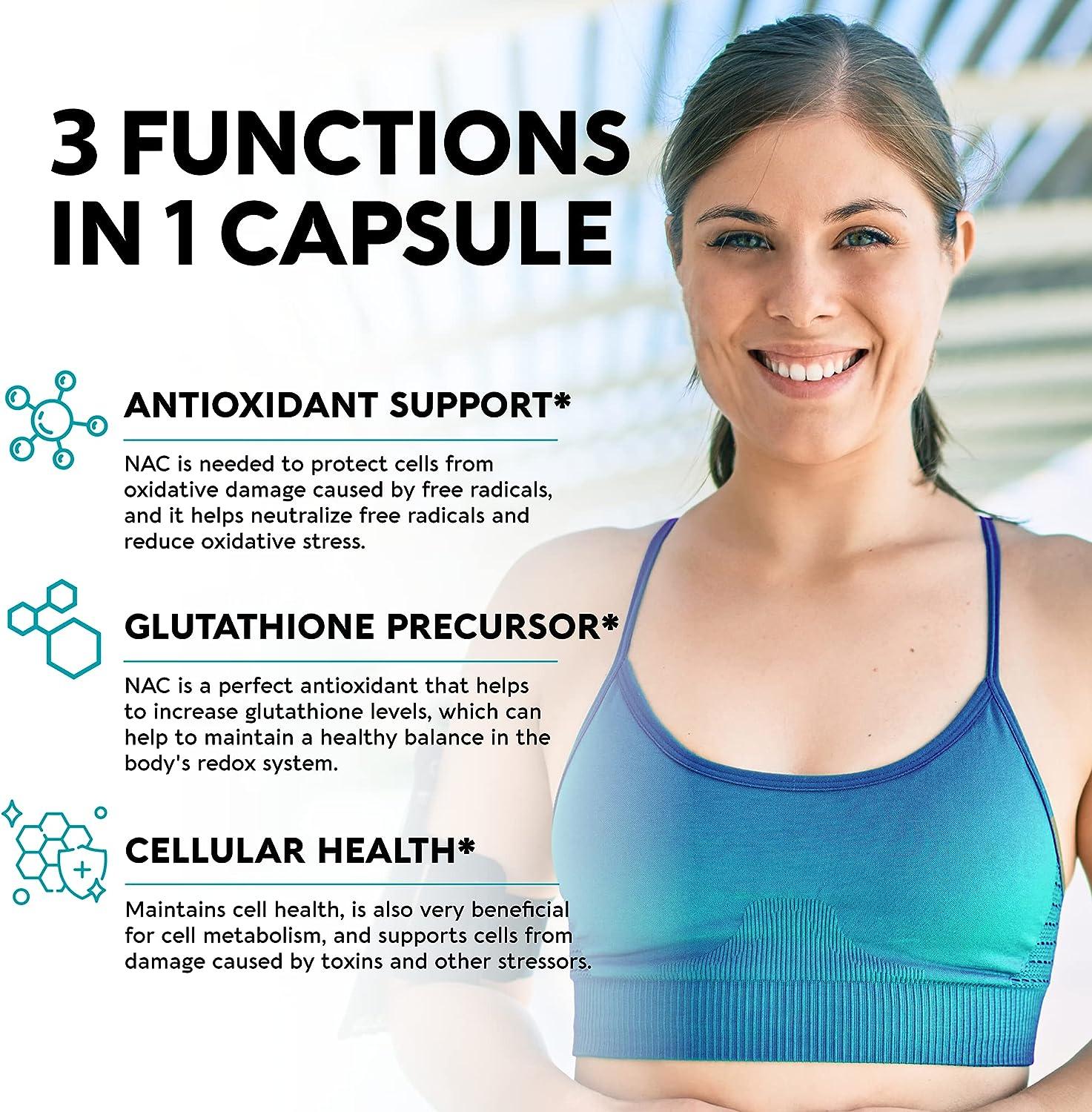 NAC N-Acetyl Cysteine 1200mg Supplements – Immune & Antioxidant Support,  30/60/120 Capsules Capsule Immune Support Dietary Supplements